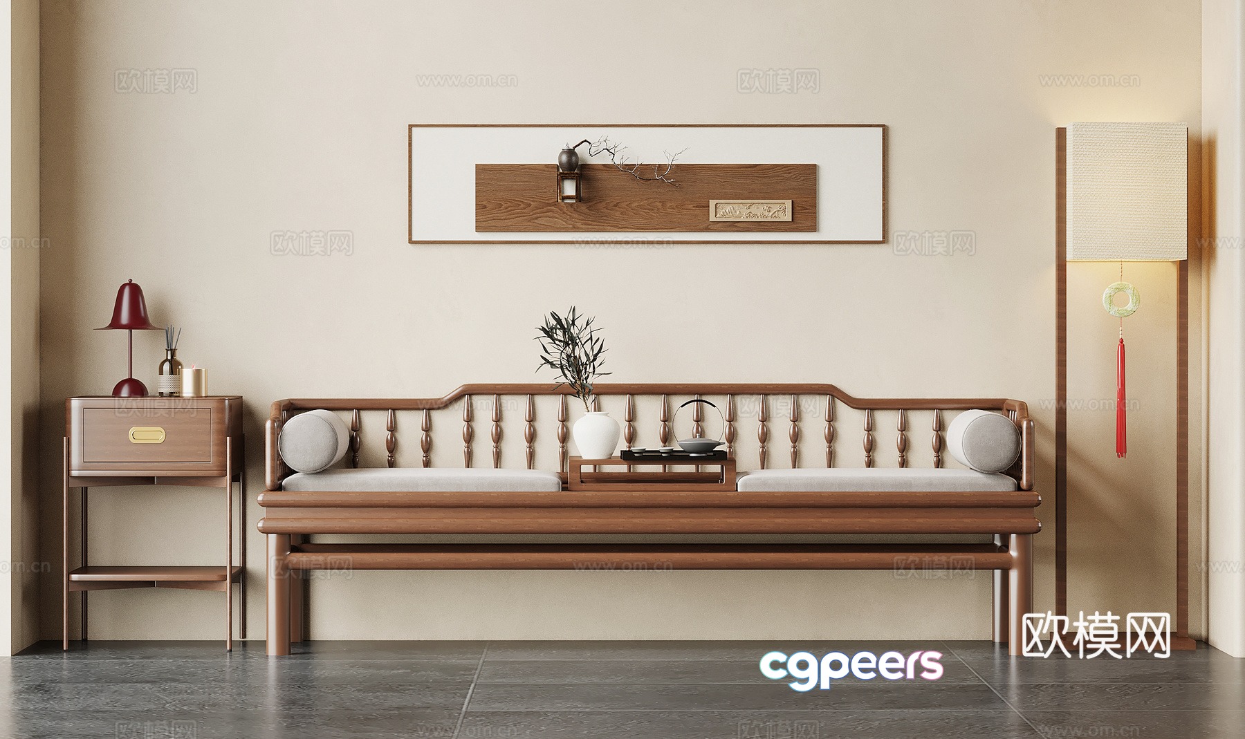 09 Arhat Bed New Chinese Arhat Bed Floor Lamp Decorative Painting 3D Model 09 Arhat Bed New Chinese Arhat Bed Floor Lamp Decorative Painting 3D Model