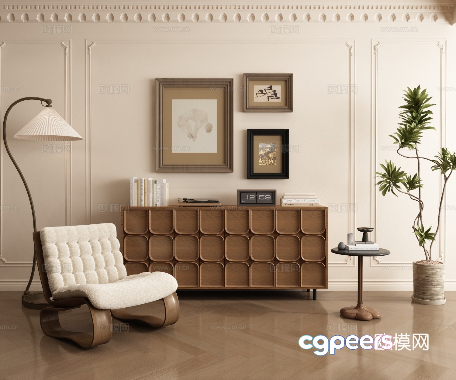 Middle-aged sideboard 3D model Middle-aged sideboard 3D model