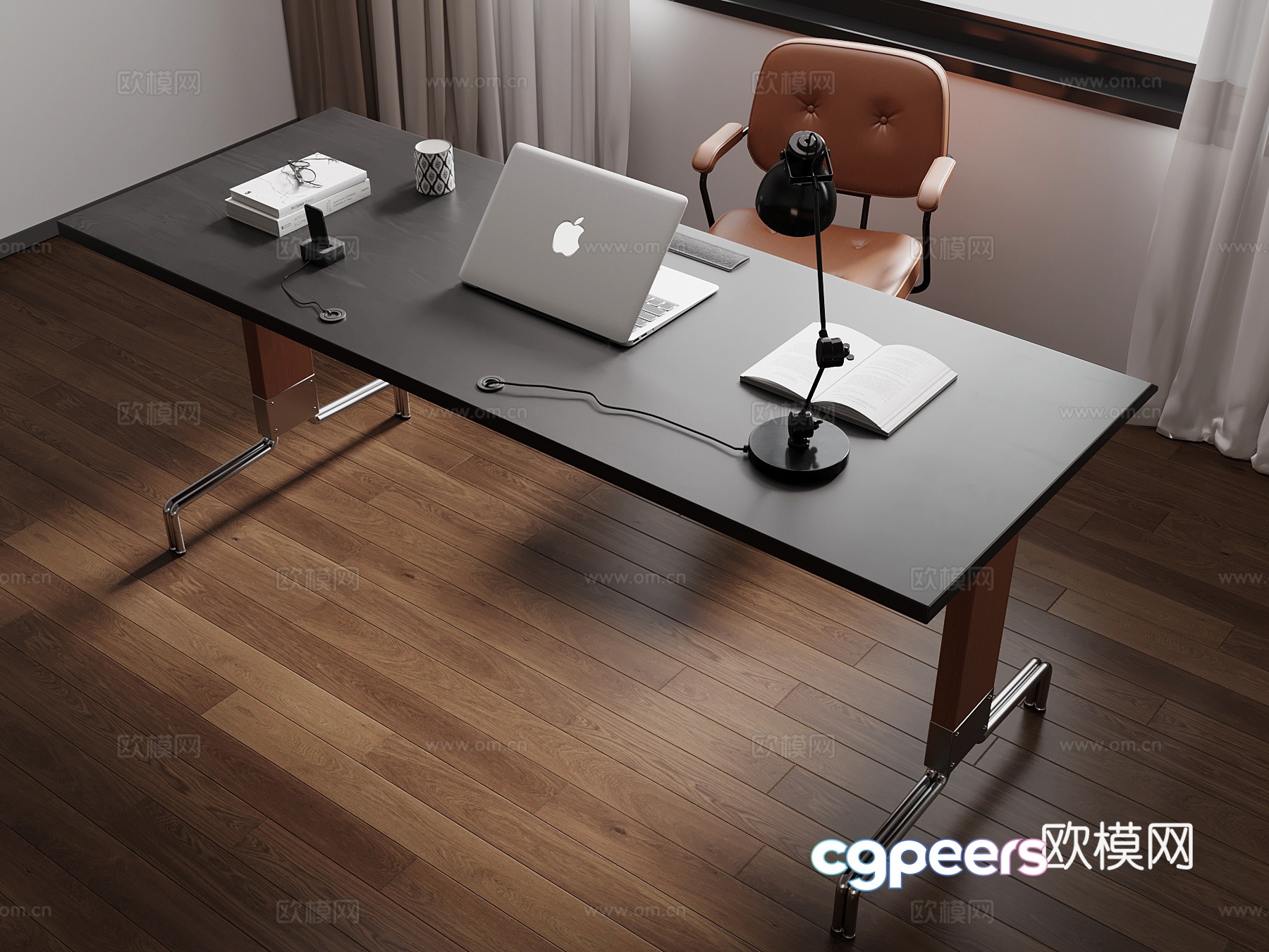 Middle style desk and chair Office and study supplies 3D model Middle style desk and chair Office and study supplies 3D model