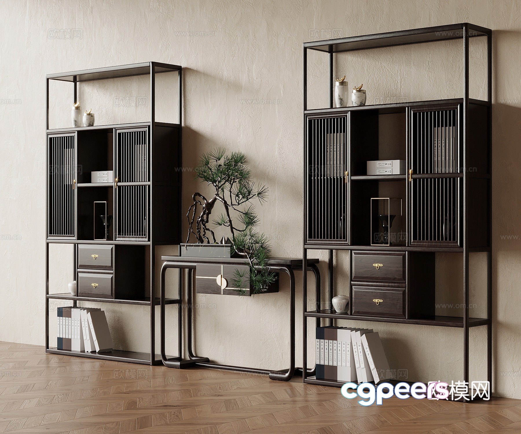 New Chinese style antique shelf storage rack 3D model New Chinese style antique shelf storage rack 3D model