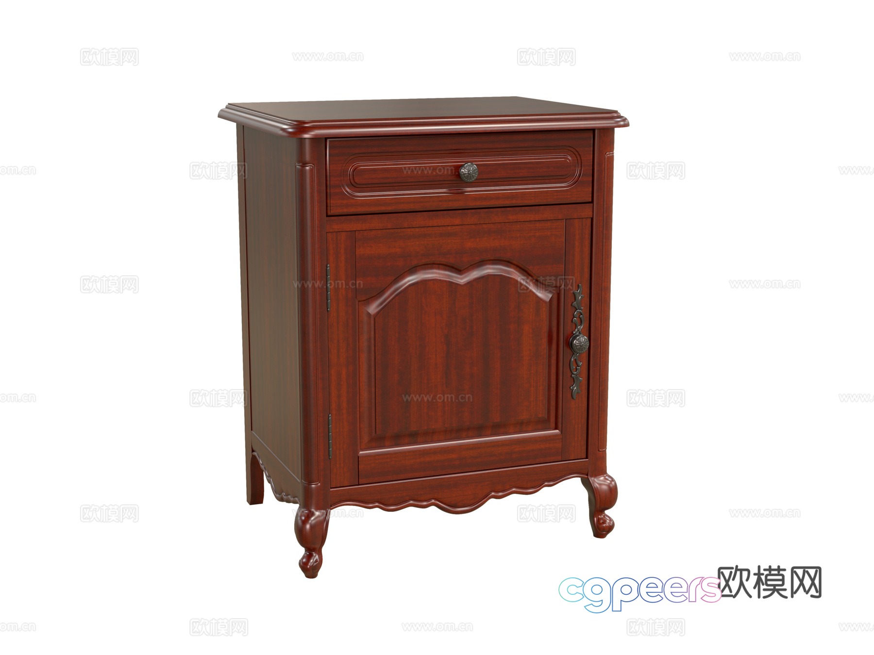 American bedside table 3D model American bedside table 3D model