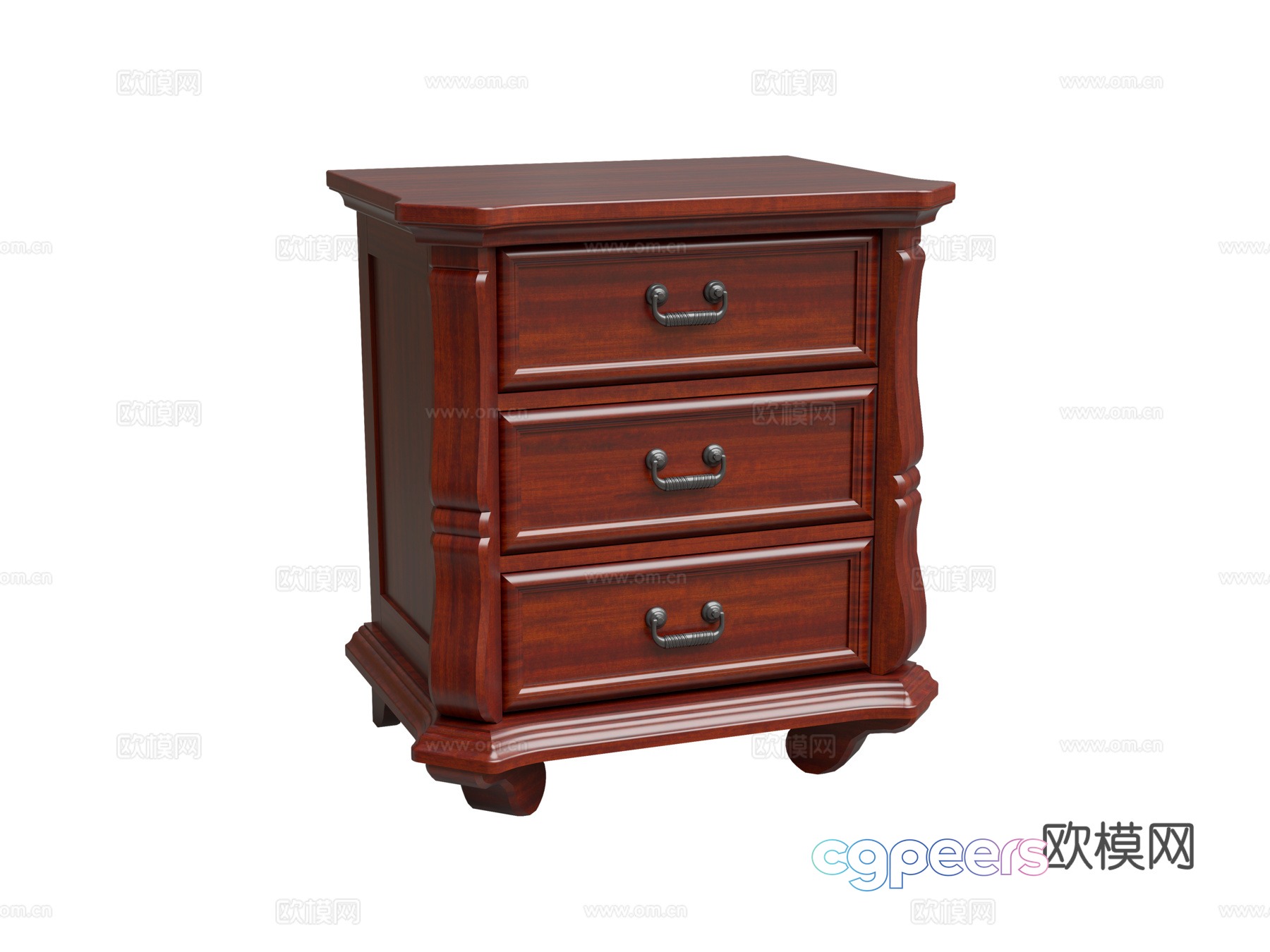 American bedside table 3D model American bedside table 3D model