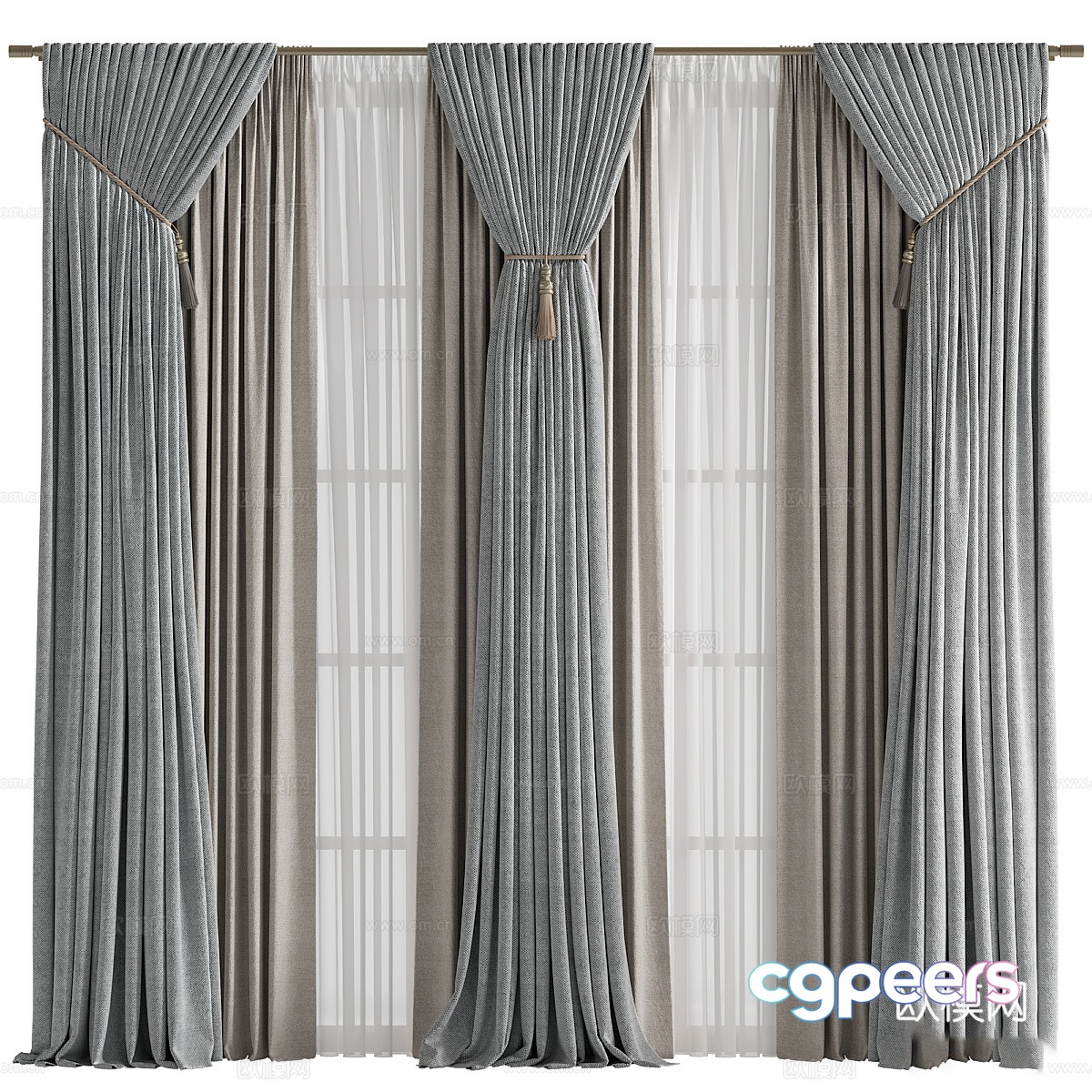 New Chinese style fabric curtain 3D model New Chinese style fabric curtain 3D model