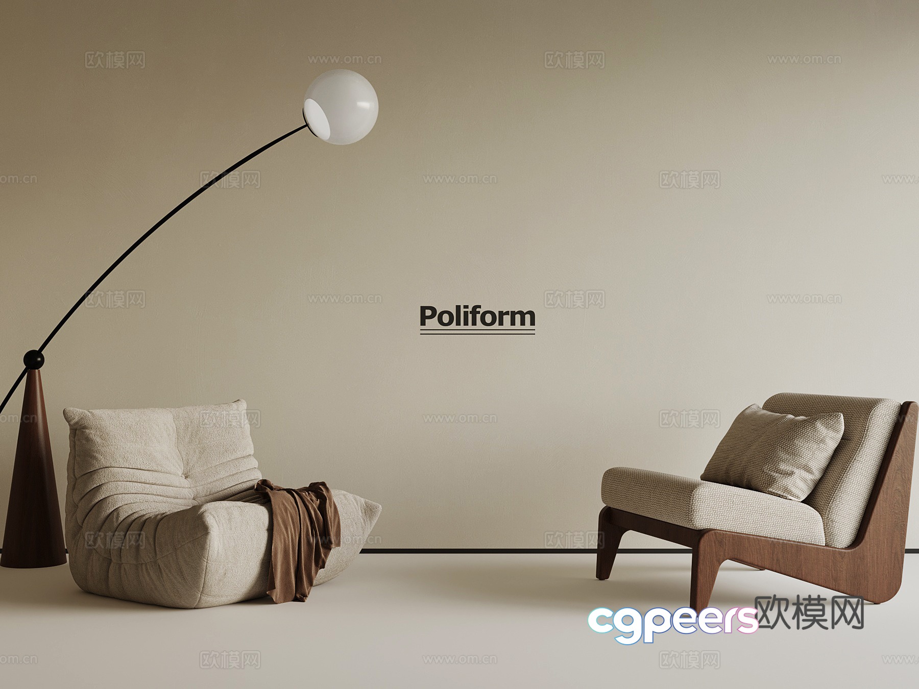 Medium style leisure chair floor lamp 3d model Medium style leisure chair floor lamp 3d model
