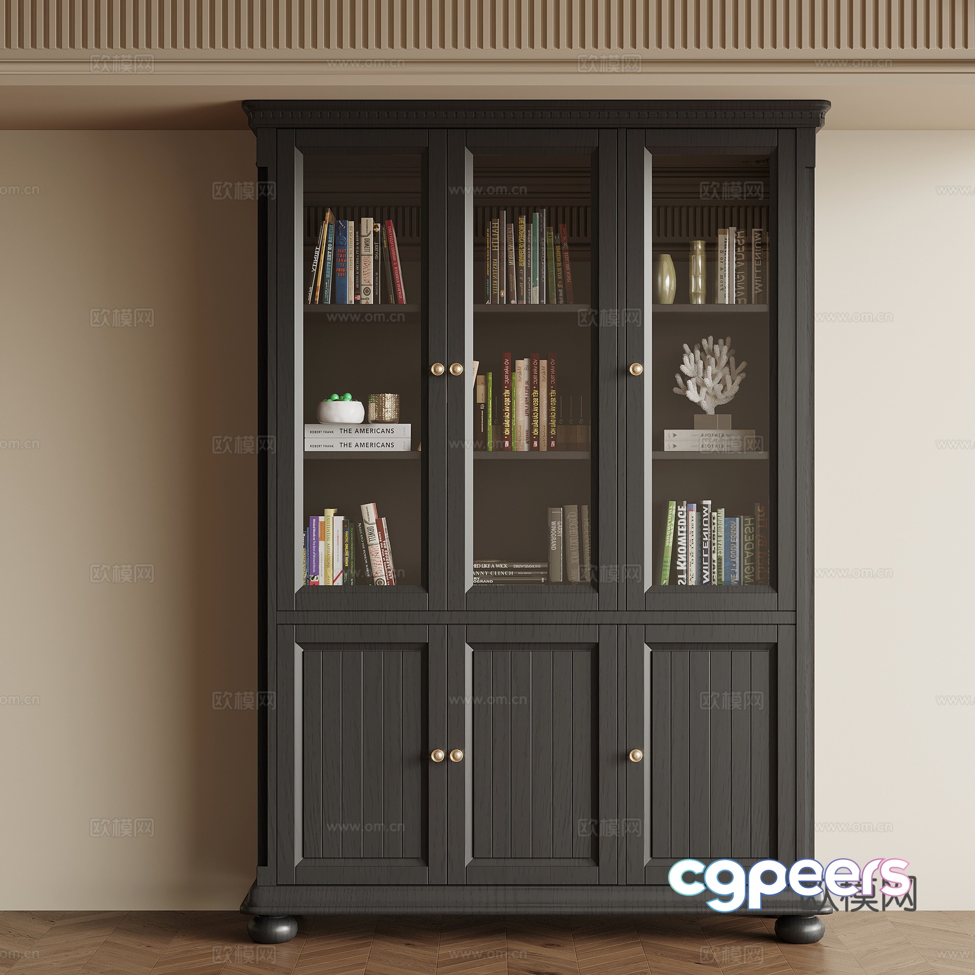 French bookcase locker 3d model French bookcase locker 3d model