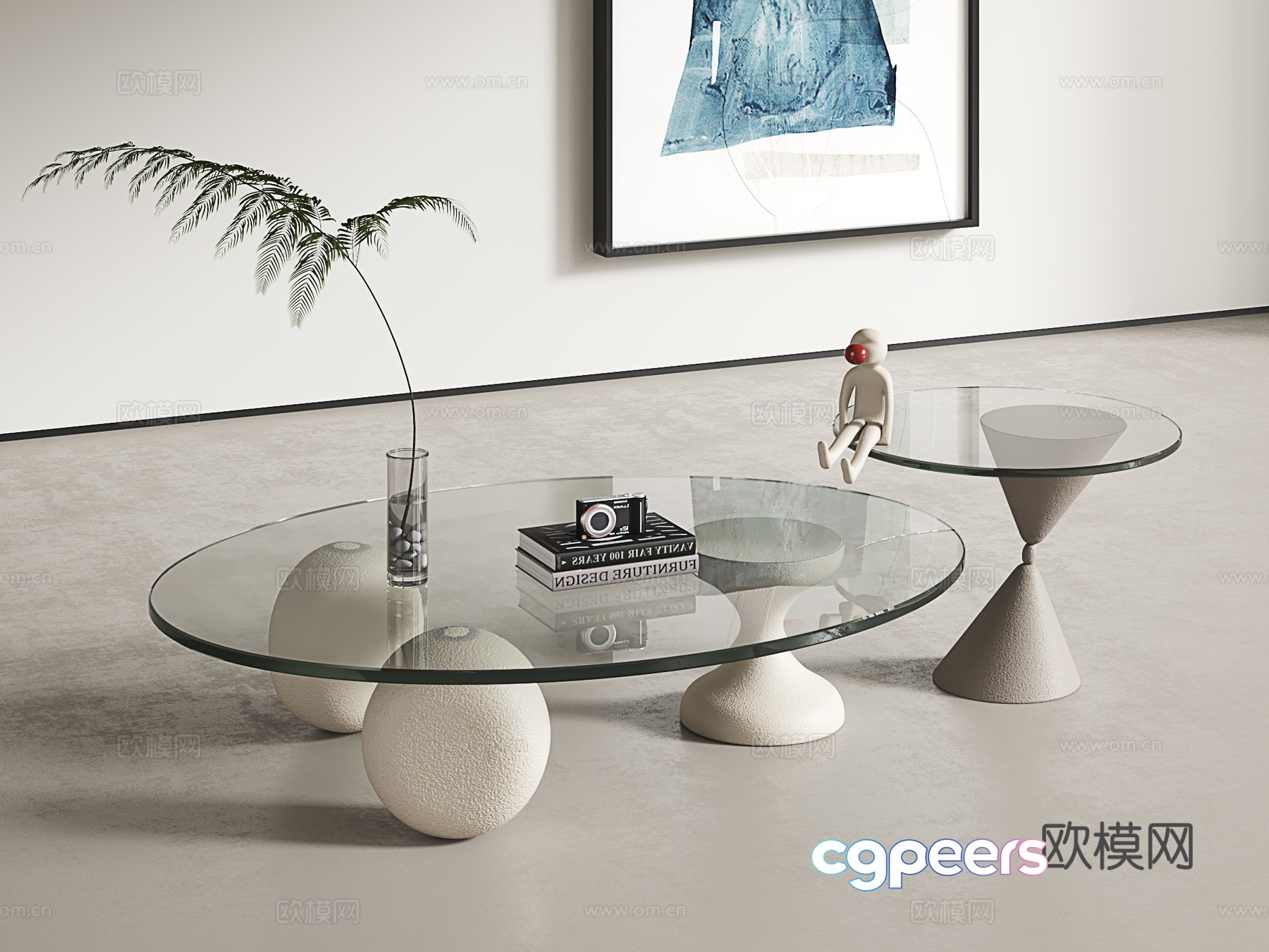 Modern coffee table combination Light luxury coffee table combination Round coffee table Cream style coffee table 3D model Modern coffee table combination Light luxury coffee table combination Round coffee table Cream style coffee table 3D model