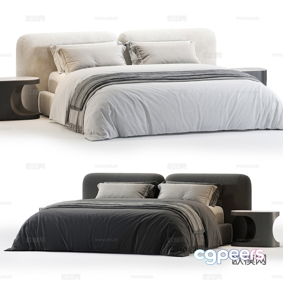 Modern Wasabi Fabric Double Bed 3D Model Modern Wasabi Fabric Double Bed 3D Model