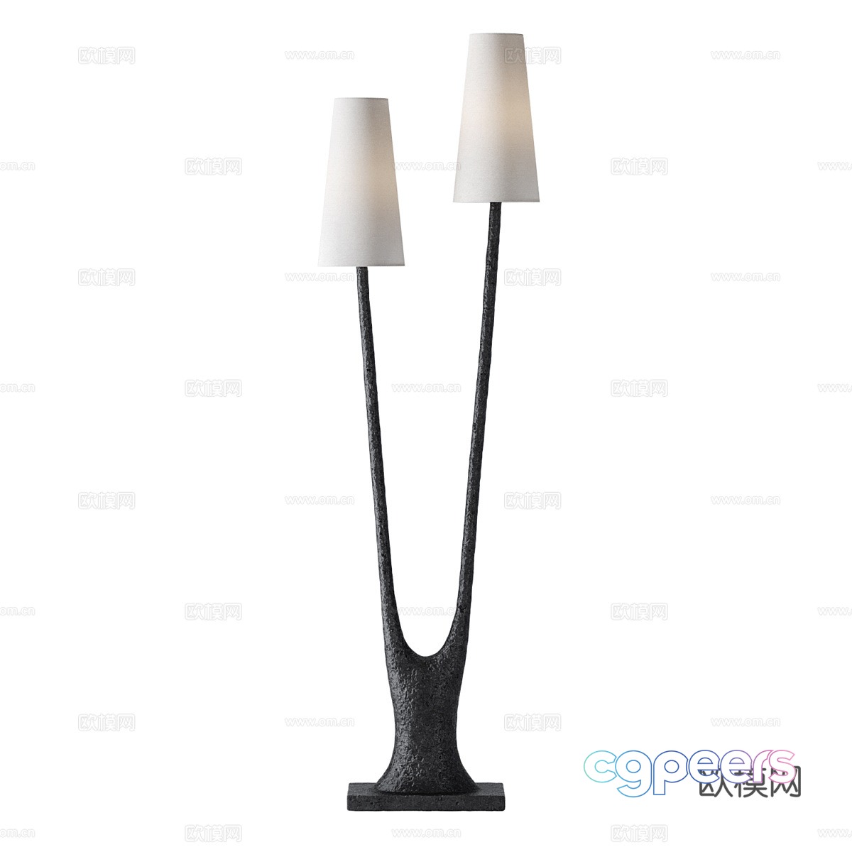 New Chinese style Wasabi double-headed floor lamp 3D model New Chinese style Wasabi double-headed floor lamp 3D model