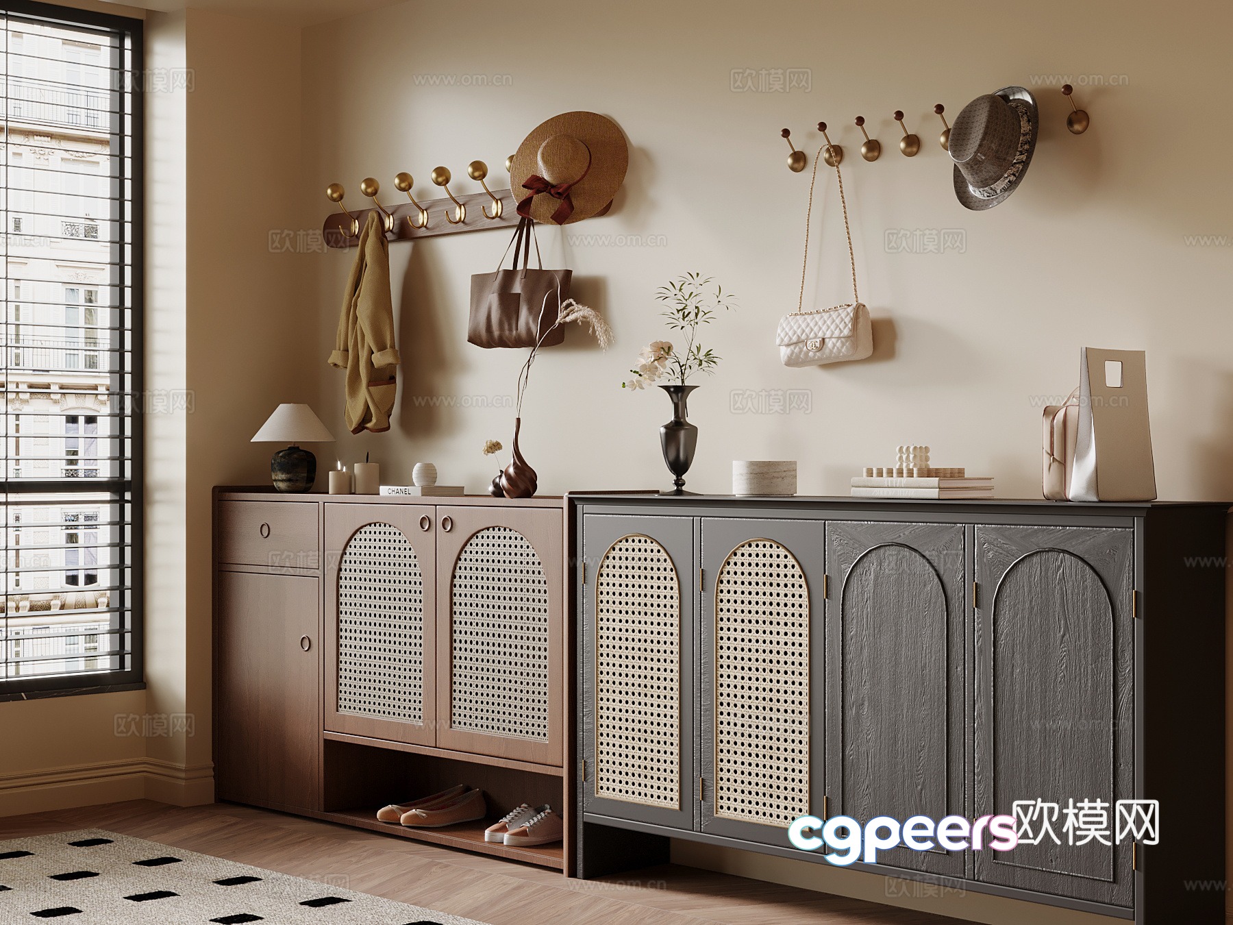French medieval style shoe cabinet 3D model French medieval style shoe cabinet 3D model