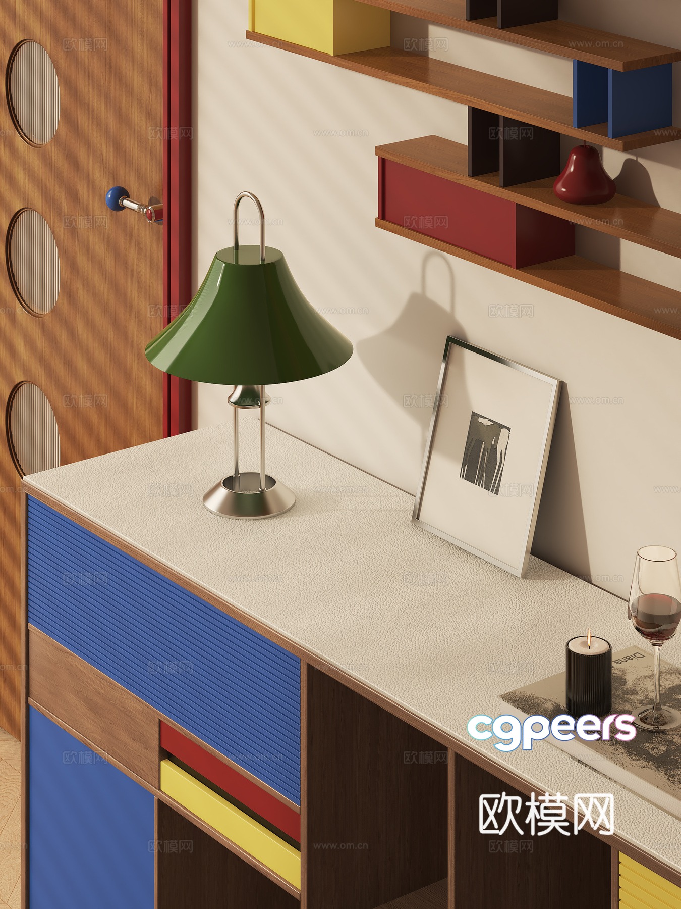 Modern Mondrian sideboard 3d model Modern Mondrian sideboard 3d model