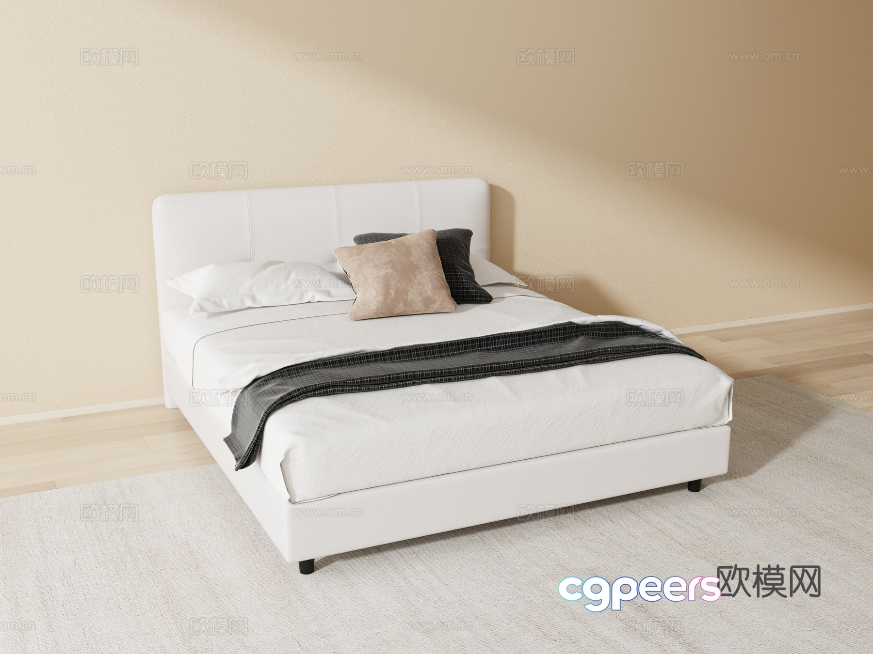 Modern double bed 3d model Modern double bed 3d model