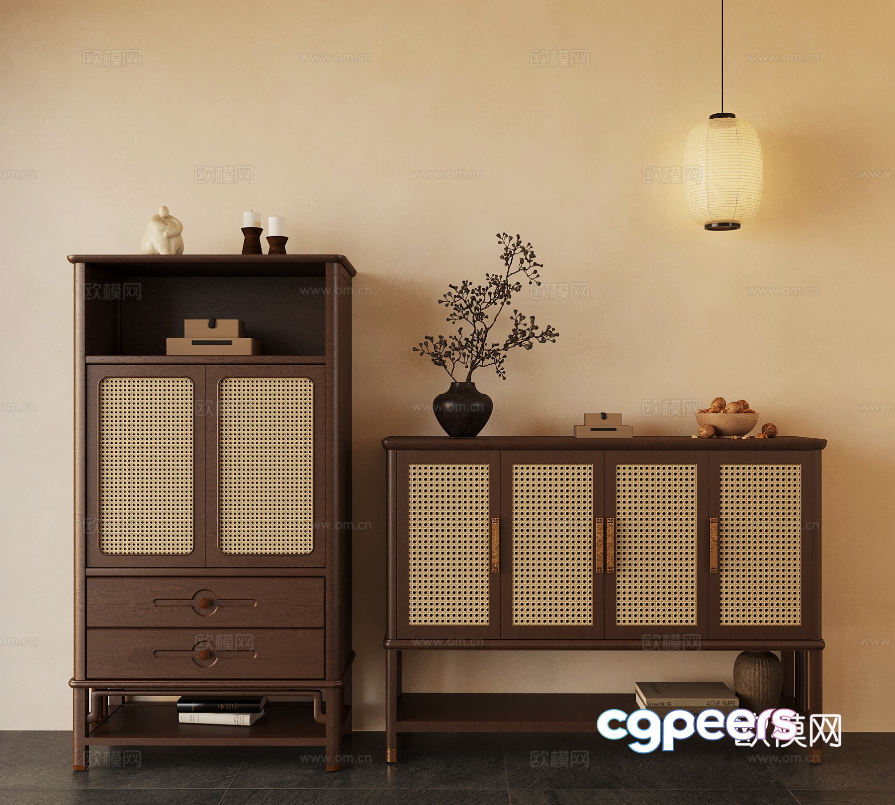 Middle style cabinet side cabinet 3D model Middle style cabinet side cabinet 3D model