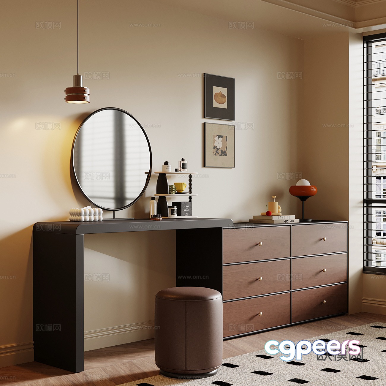 French medieval dressing table 3D model French medieval dressing table 3D model