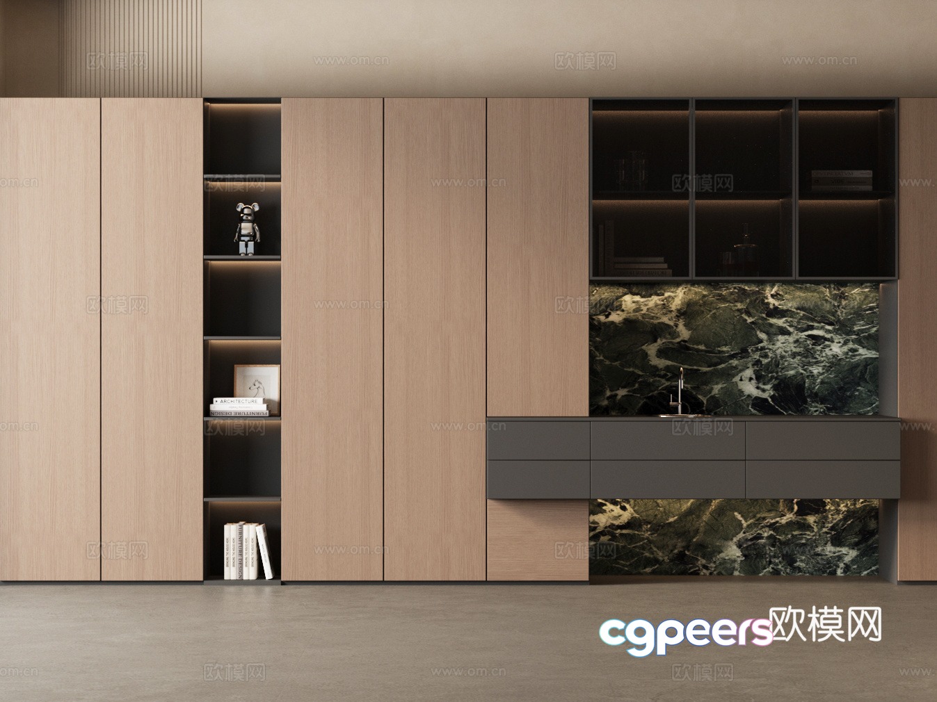 Wasabi Bookcase Solid Wood Bookcase Light luxury bookcase 3D model Wasabi Bookcase Solid Wood Bookcase Light luxury bookcase 3D model