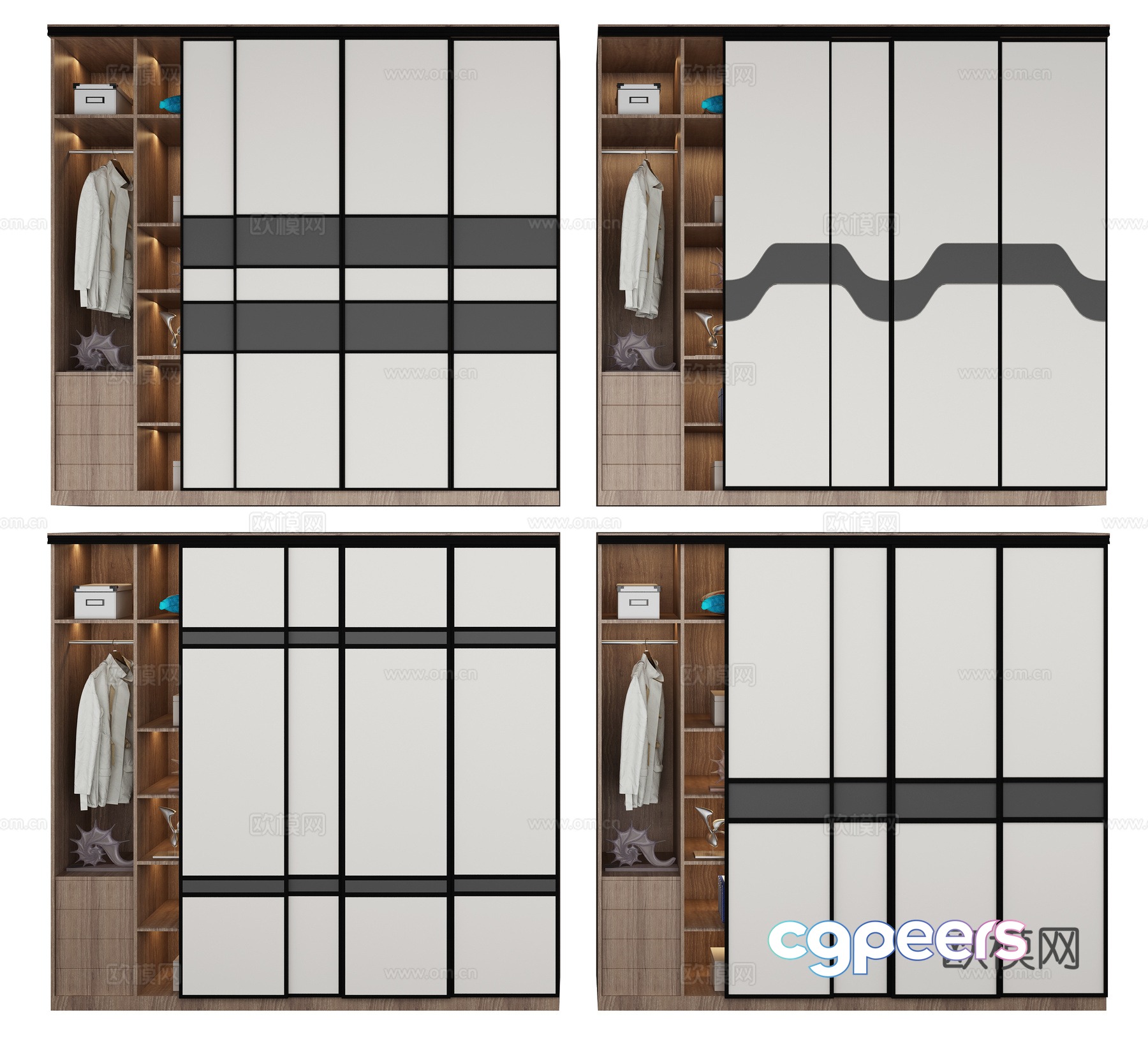 Modern wardrobe combination 3d model Modern wardrobe combination 3d model