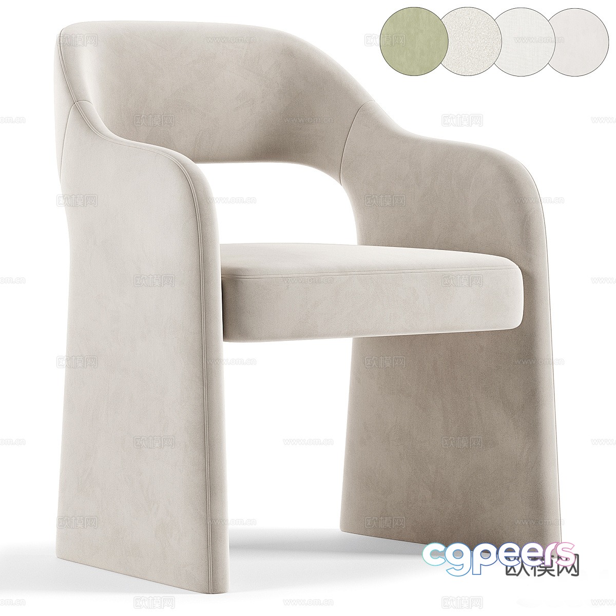 Modern cream style fabric single chair 3d model Modern cream style fabric single chair 3d model