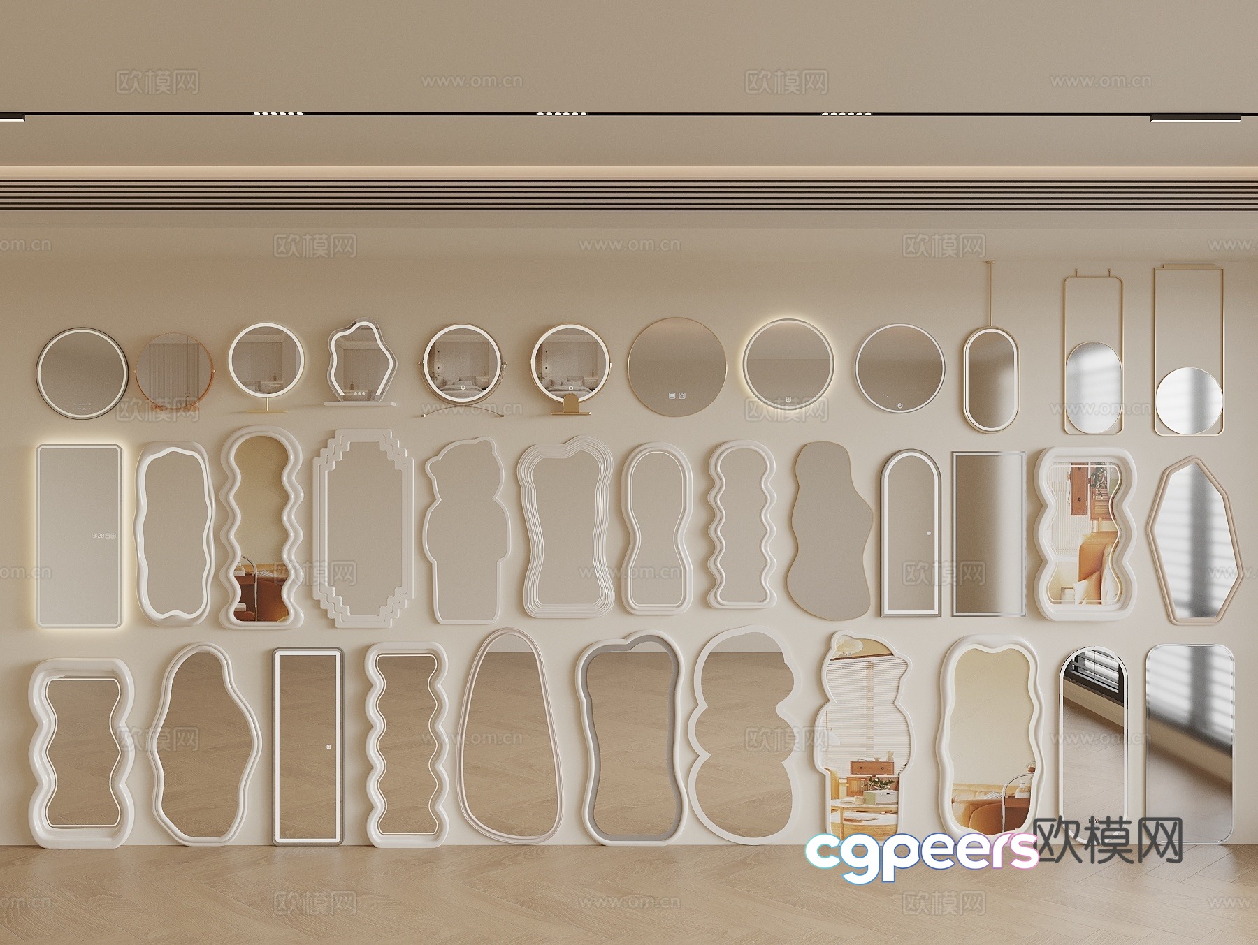 Mirror Full-body mirror Floor-standing mirror Dressing mirror Makeup mirror opposite sex mirror hanging mirror Decorative mirror 3D model