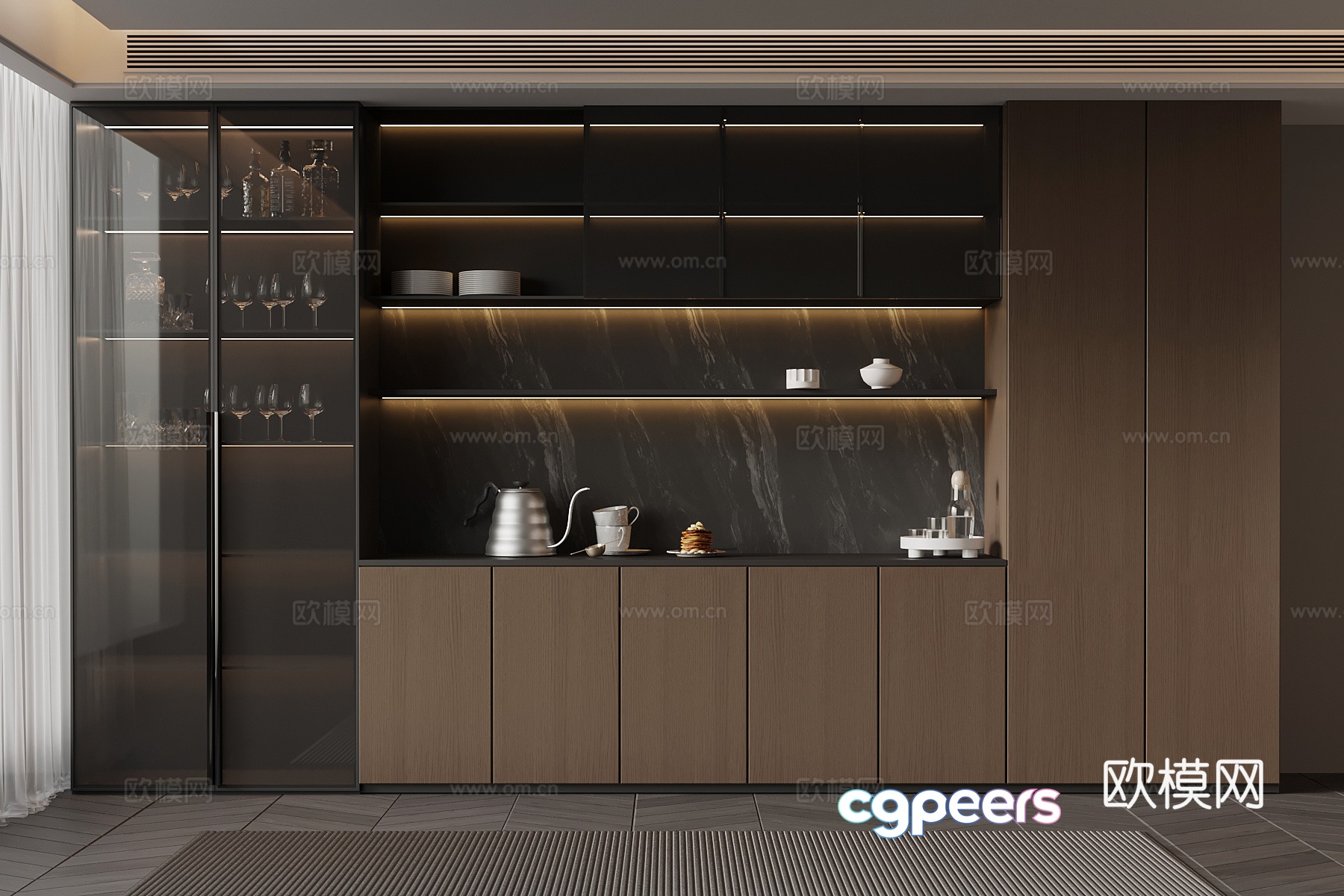 04 Italian sideboard dining cabinet tableware 3D model 04 Italian sideboard dining cabinet tableware 3D model