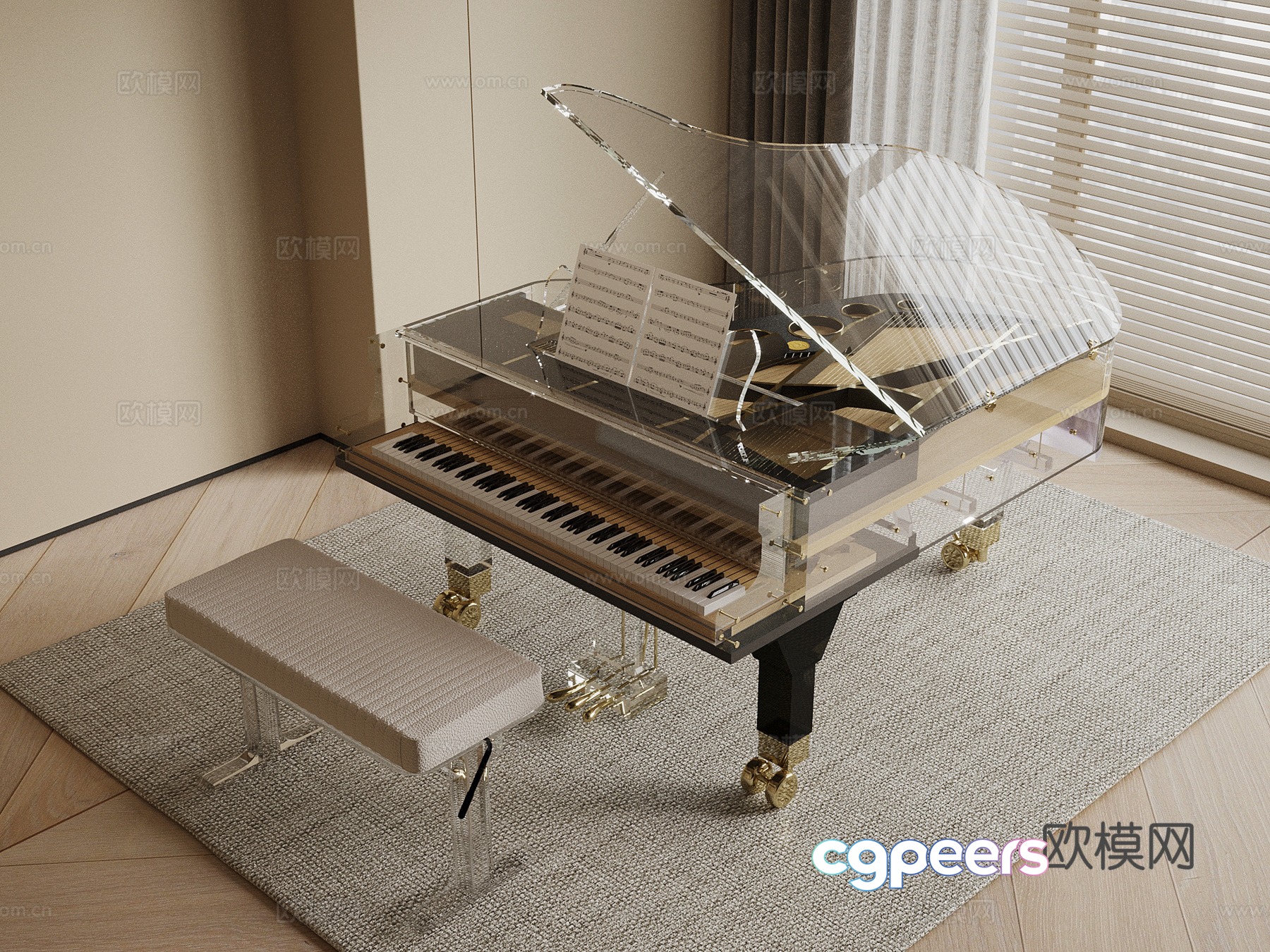 01 Piano Modern Grand Piano 3D Model 01 Piano Modern Grand Piano 3D Model