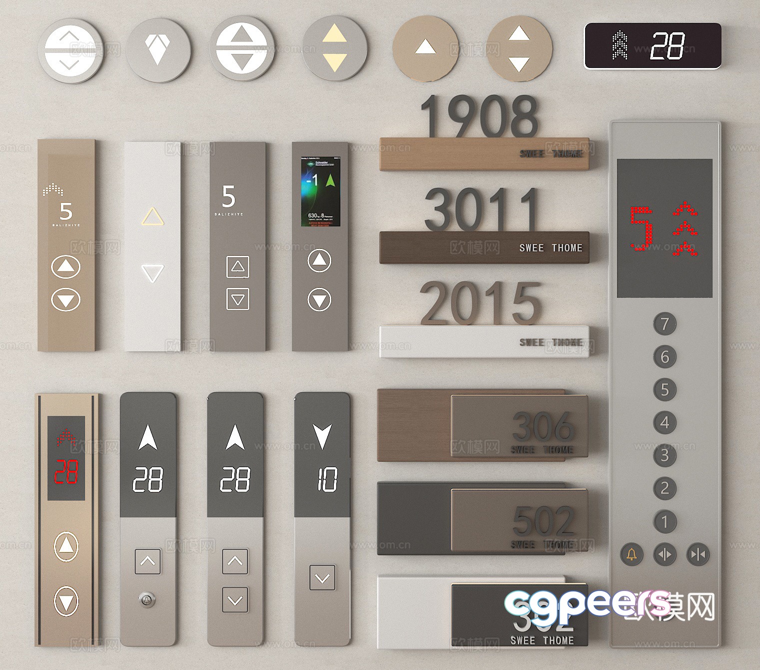 Modern elevator buttons elevator switches elevator operation panel buttons elevator buttons 3D model Modern elevator buttons elevator switches elevator operation panel buttons elevator buttons 3D model