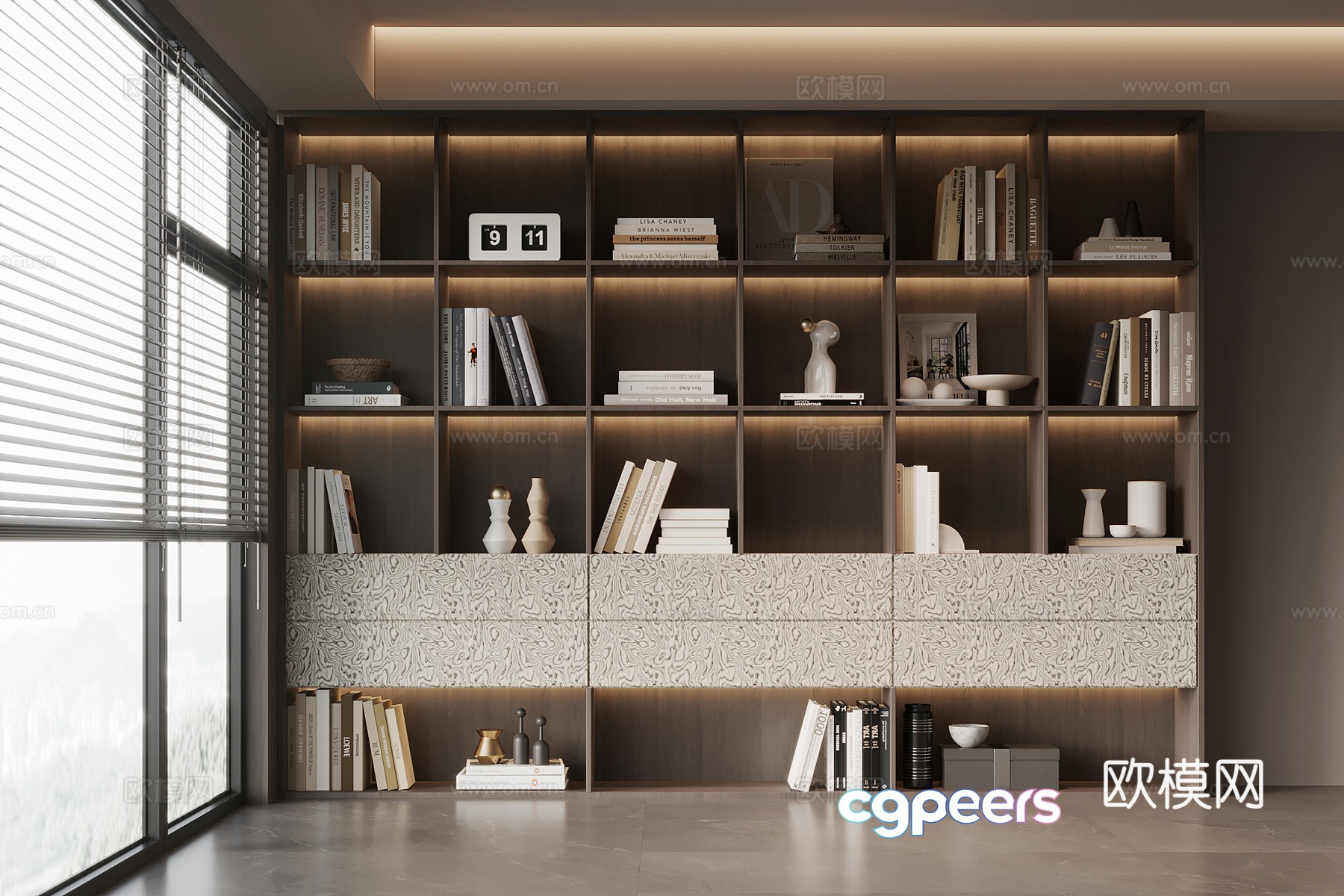 Modern Italian bookcase 3d model Modern Italian bookcase 3d model