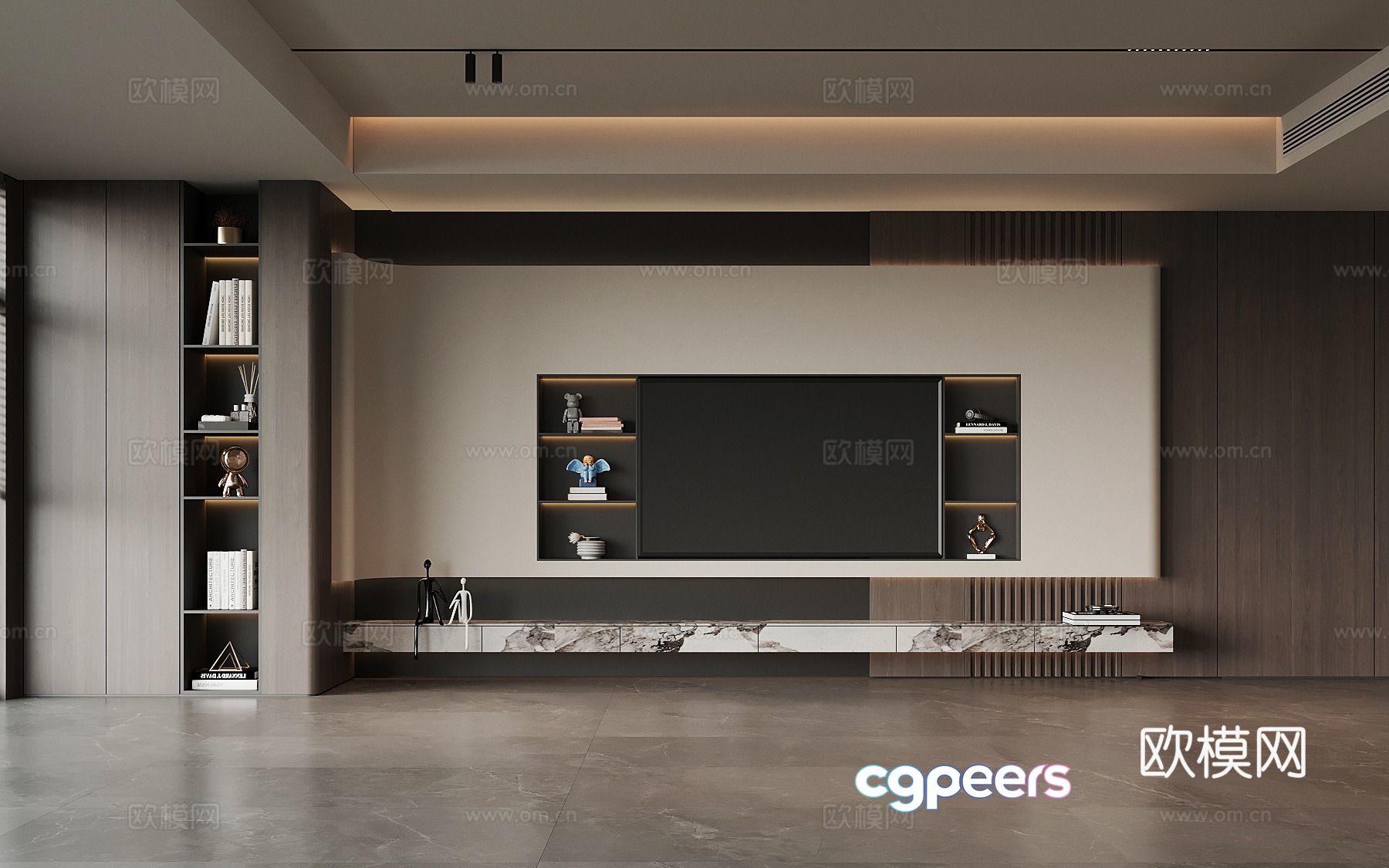 Modern TV background wall 3d model Modern TV background wall 3d model