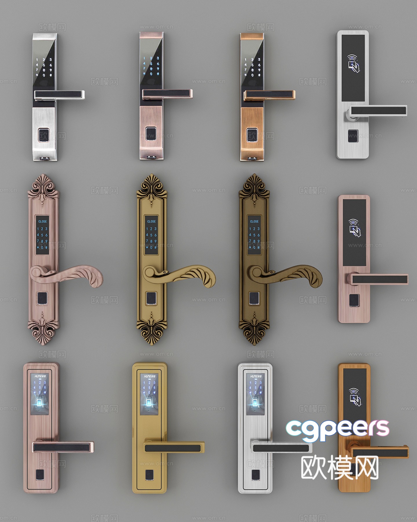 Modern smart lock combination 3D model Modern smart lock combination 3D model