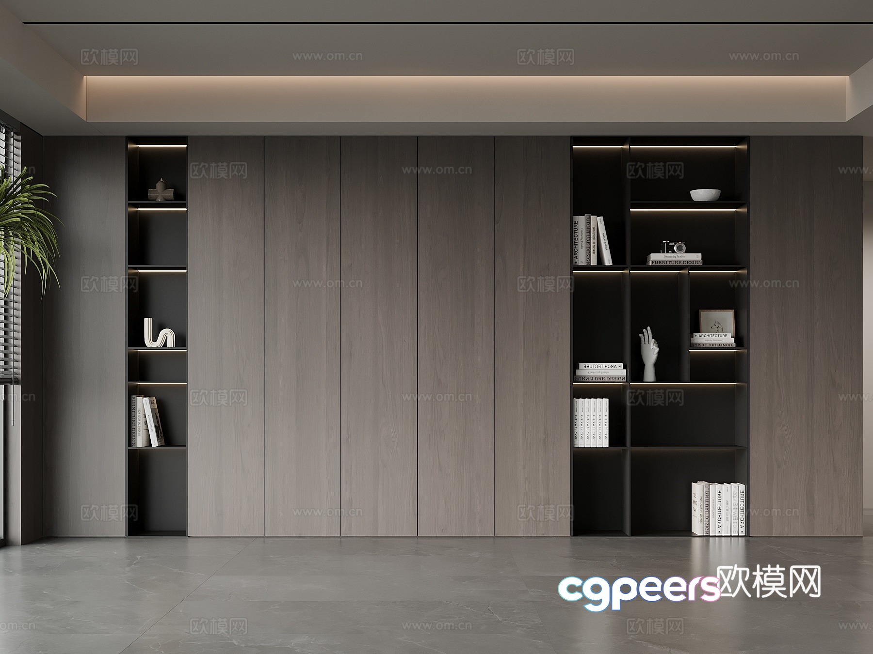 Modern Italian bookcase 3d model Modern Italian bookcase 3d model