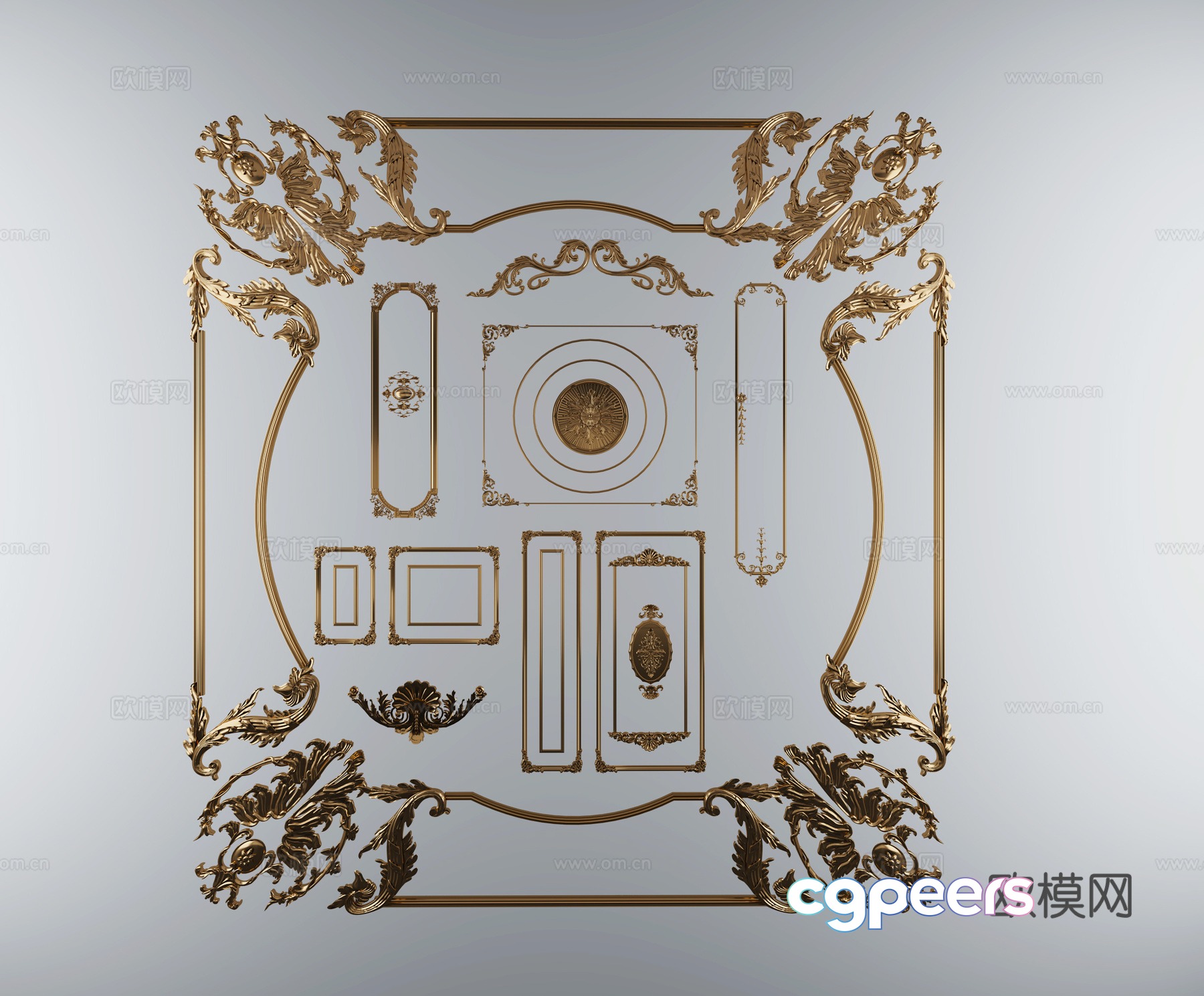 Simple European and European carving 3D model Simple European and European carving 3D model