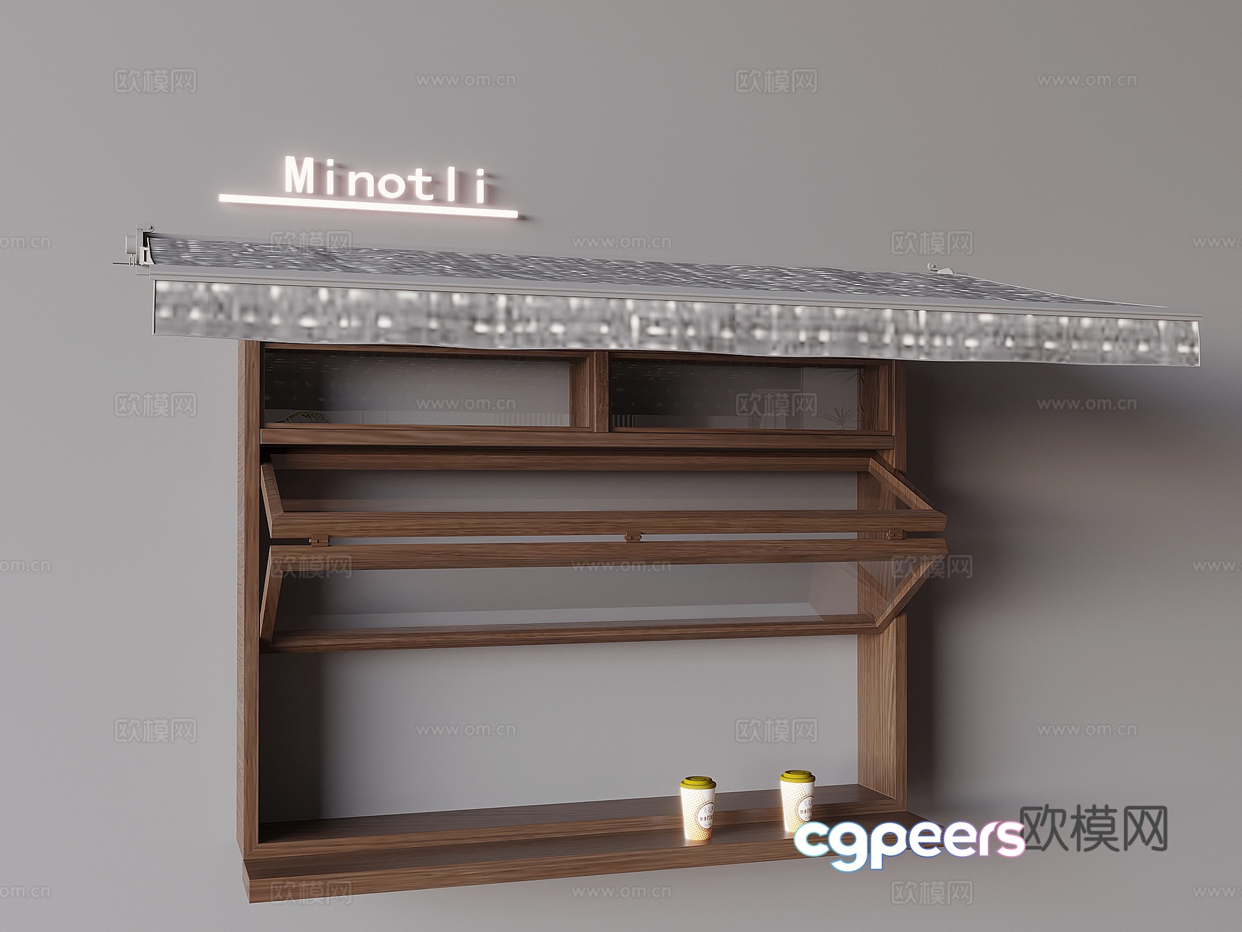 Showcase Coffee Window Folding Window 3D Model Showcase Coffee Window Folding Window 3D Model