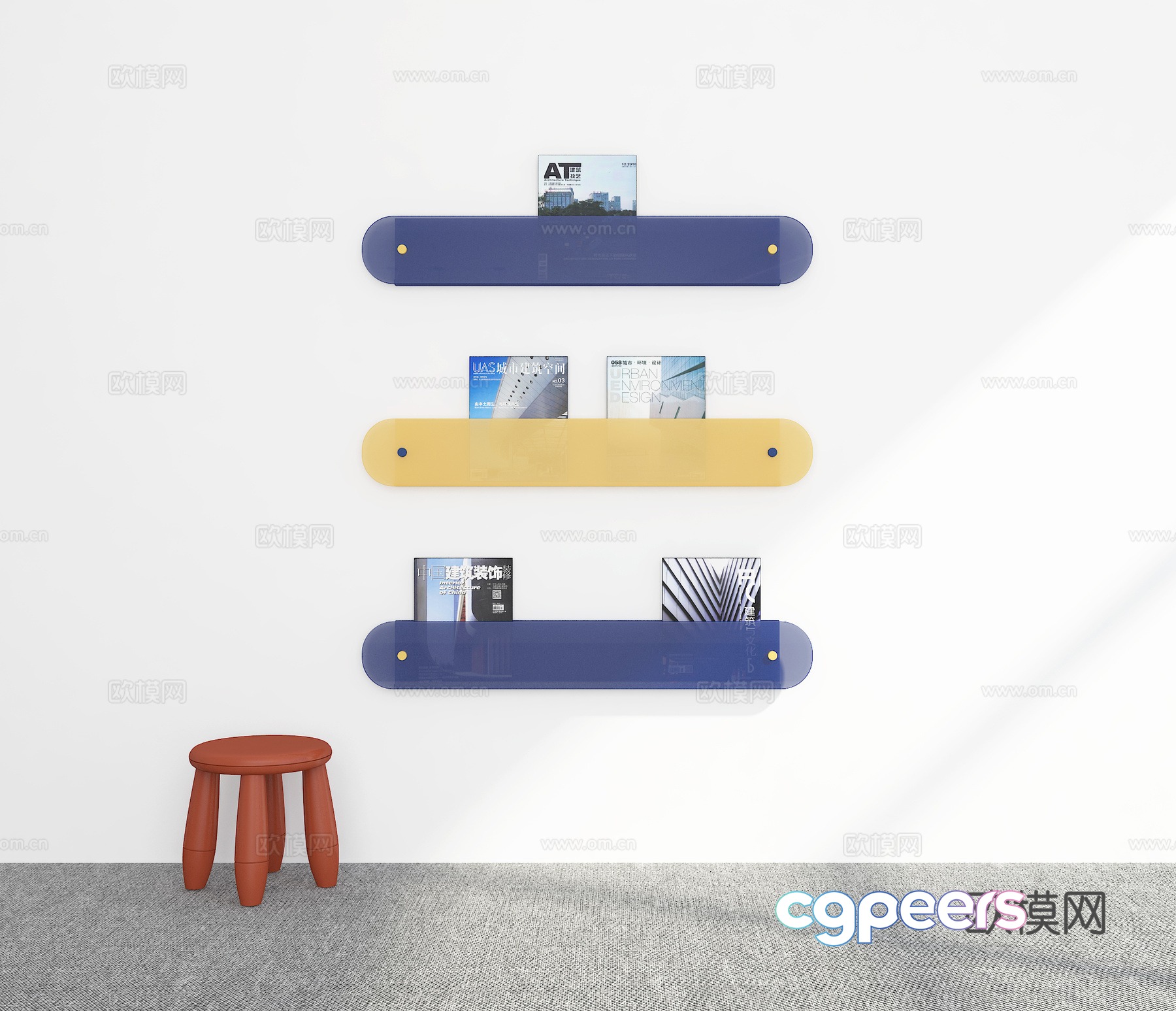 Modern bookshelf 3d model Modern bookshelf 3d model