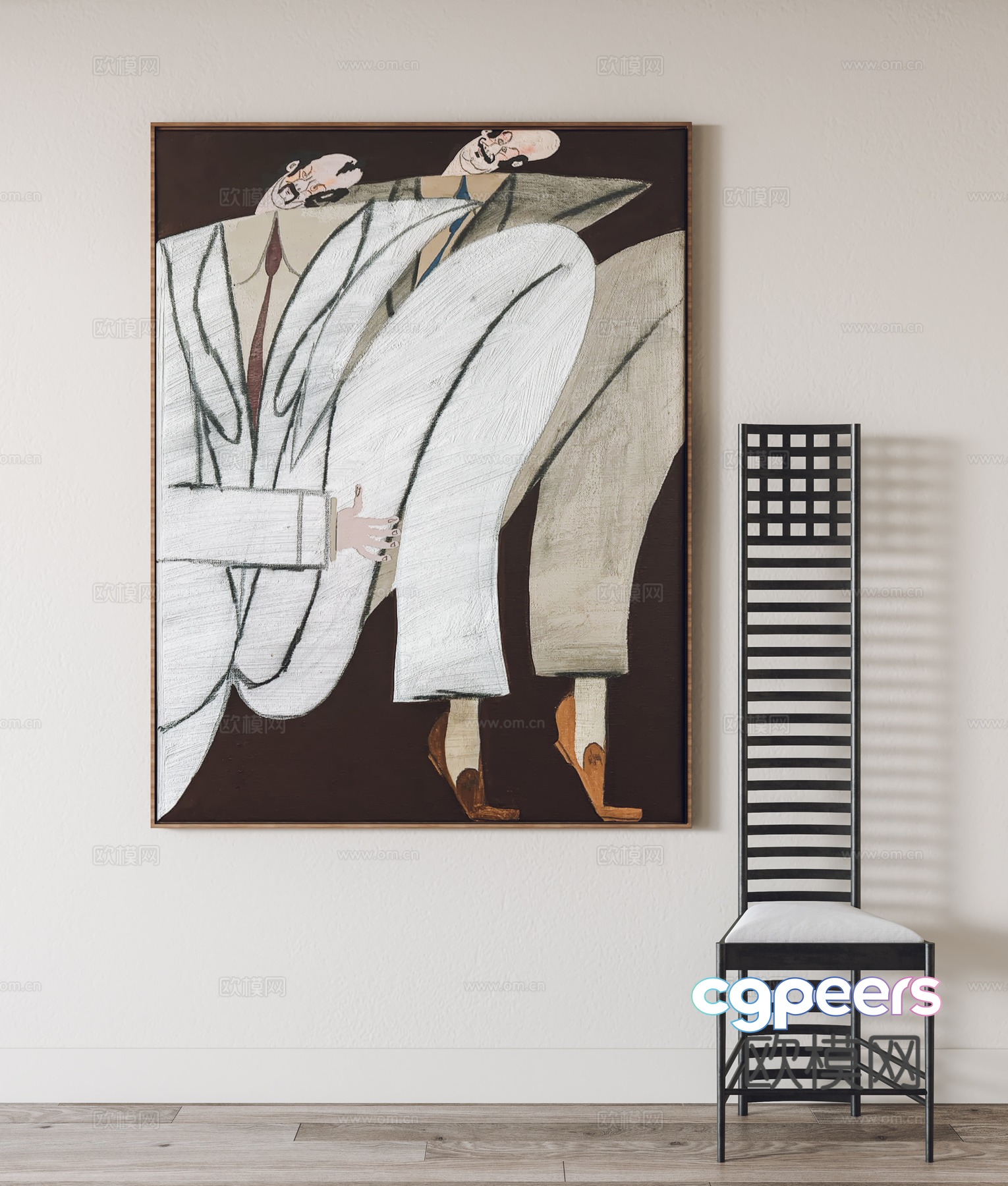 Modern hanging paintings decorative paintings single chairs 3D model Modern hanging paintings decorative paintings single chairs 3D model