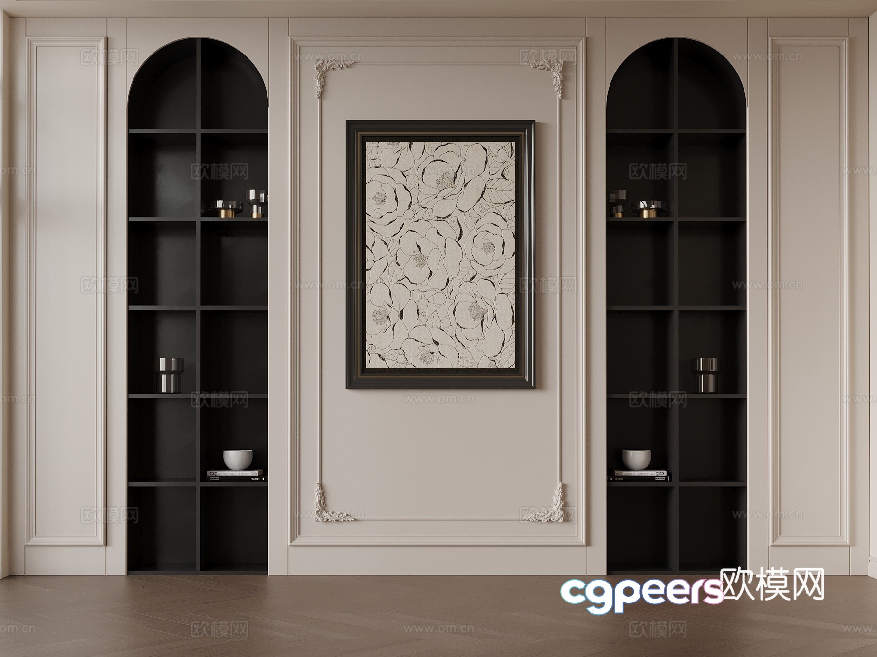 French bookcase 3d model French bookcase 3d model