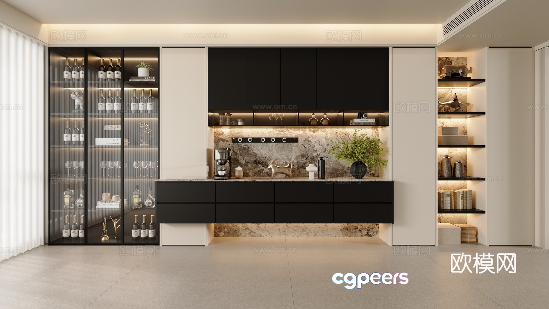 Modern wine cabinet 3d model Modern wine cabinet 3d model