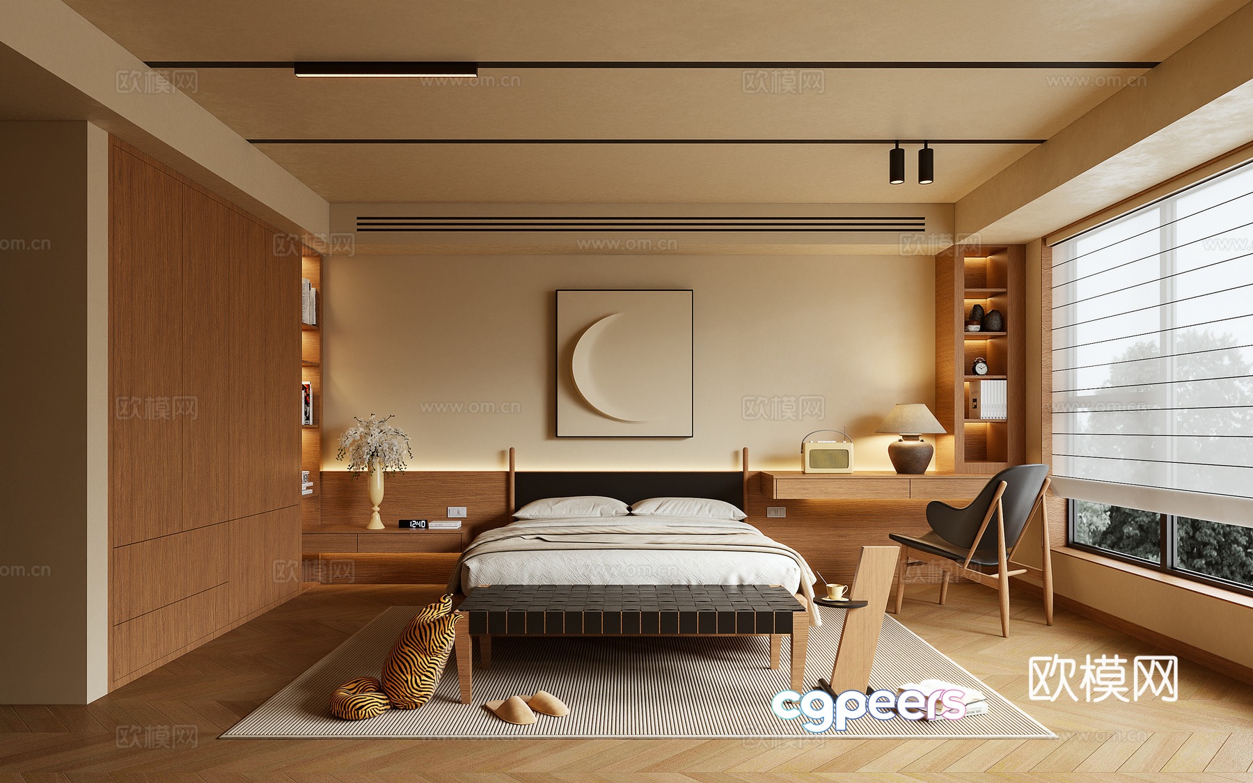 Bedroom Double Bed Leisure Chair 3D Model Bedroom Double Bed Leisure Chair 3D Model