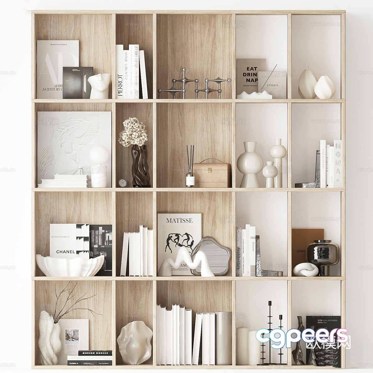 Modern log open bookcase decorative cabinet 3d model Modern log open bookcase decorative cabinet 3d model