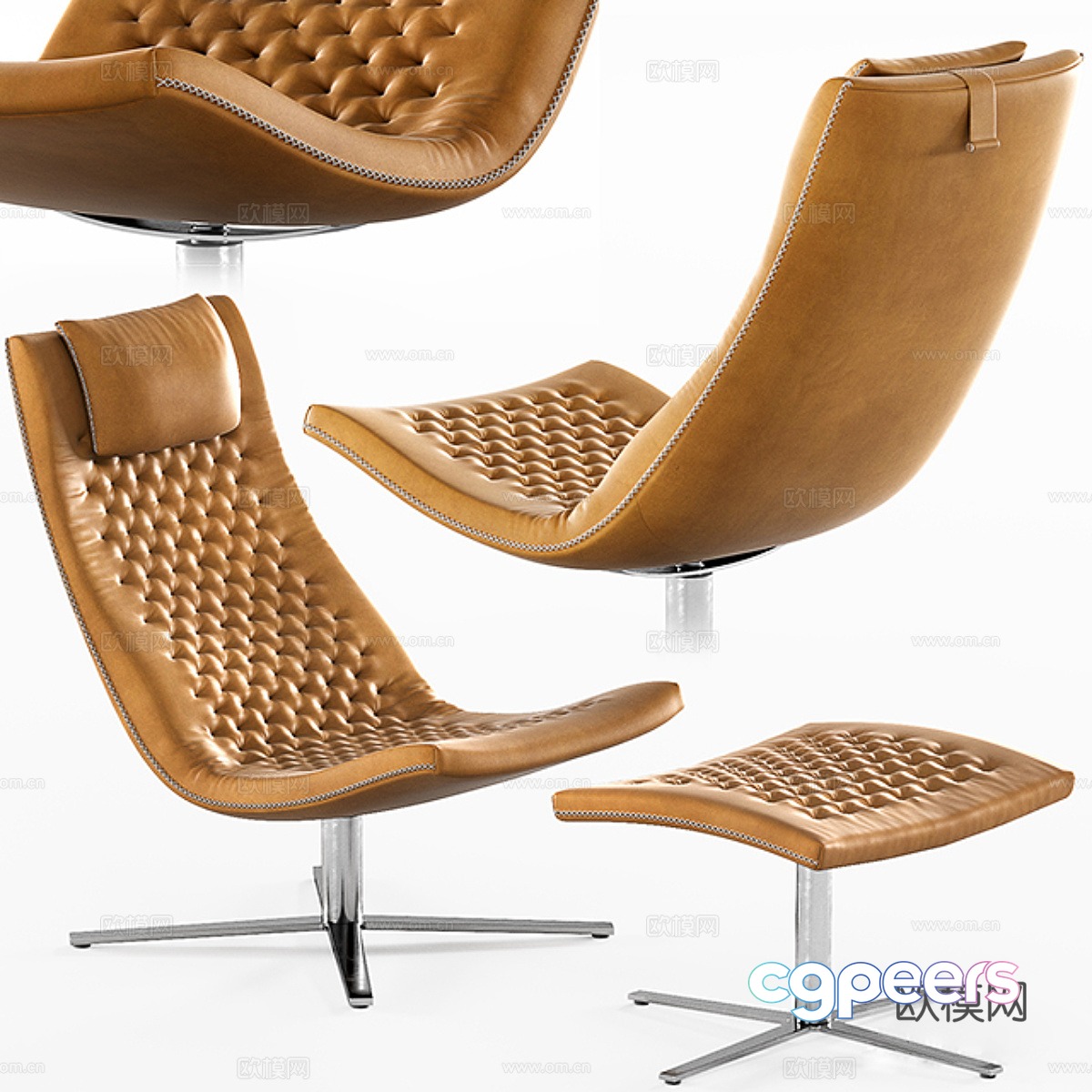 Leisure chair footstool 3d model Leisure chair footstool 3d model