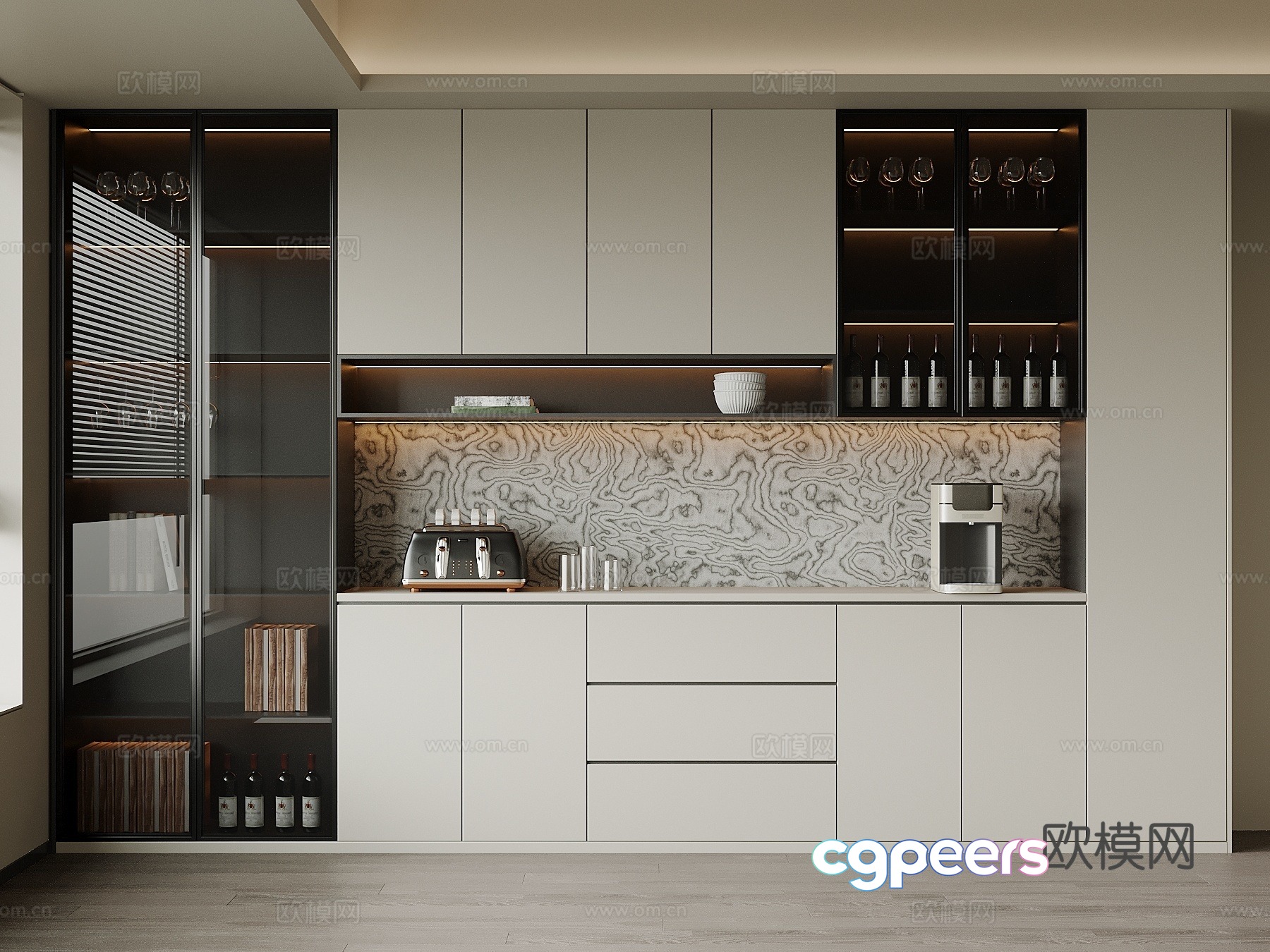 Modern wine cabinet 3d model Modern wine cabinet 3d model
