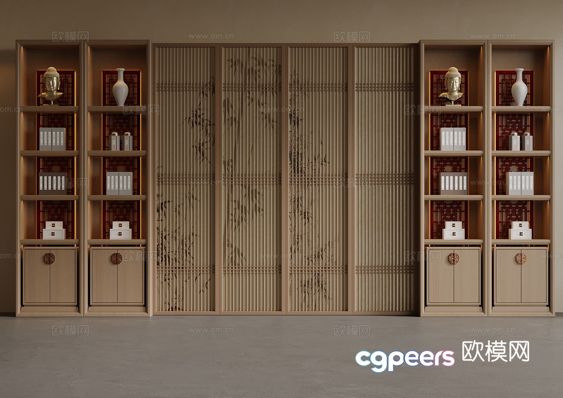 New Chinese bookcase 3D model New Chinese bookcase 3D model