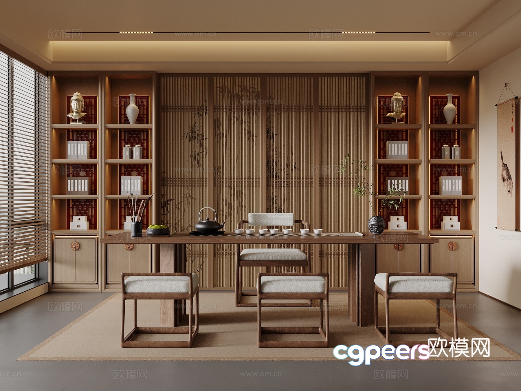 New Chinese style study bookcase 3d model New Chinese style study bookcase 3d model