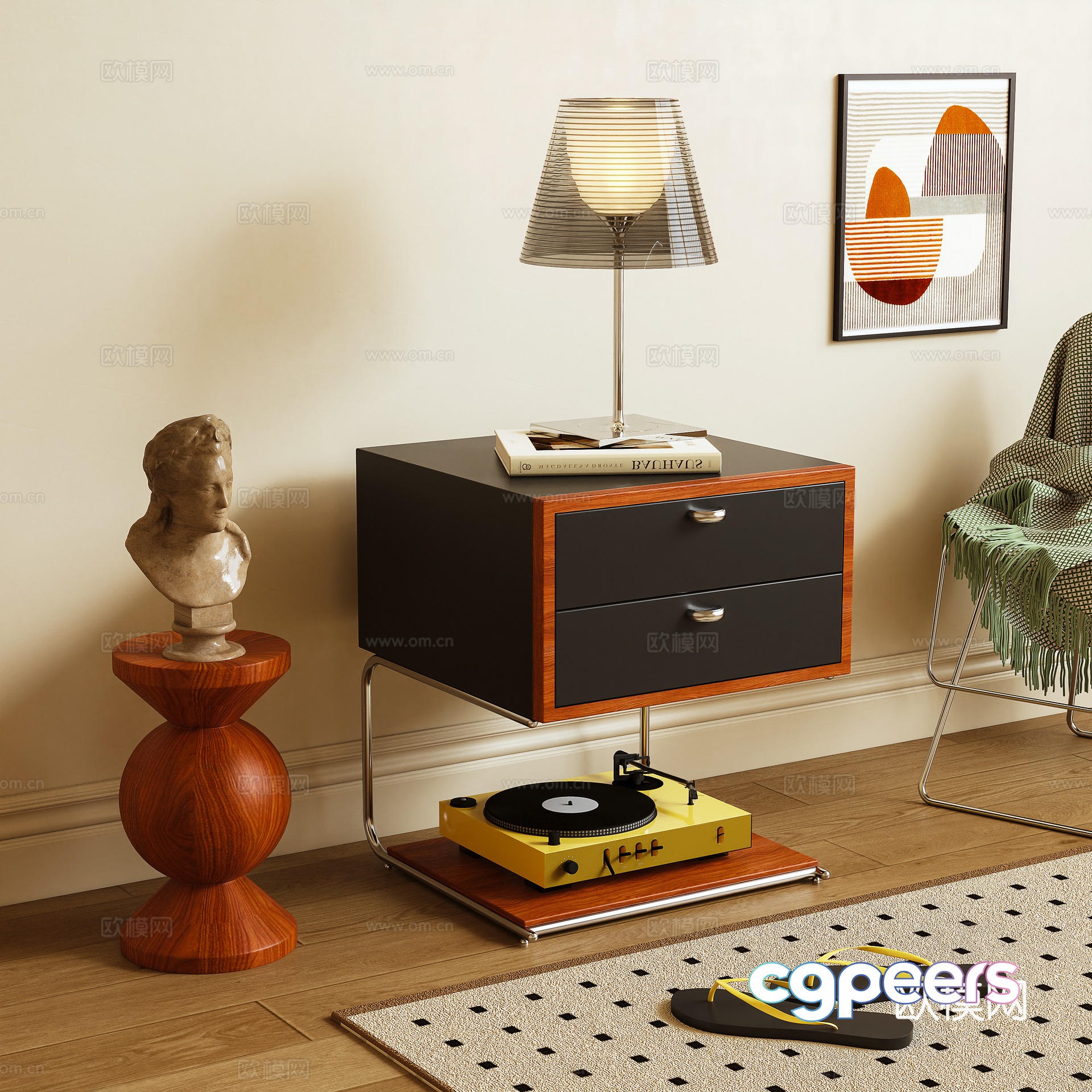 Bedside table side cabinet 3d model Bedside table side cabinet 3d model