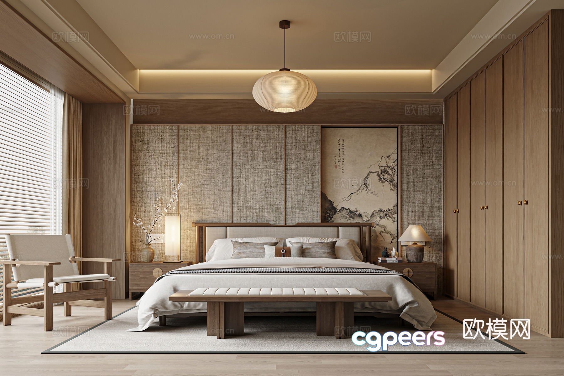 New Chinese Zen Bedroom Song Family Bedroom Bedroom Background Wall Double Bed 3D Model New Chinese Zen Bedroom Song Family Bedroom Bedroom Background Wall Double Bed 3D Model