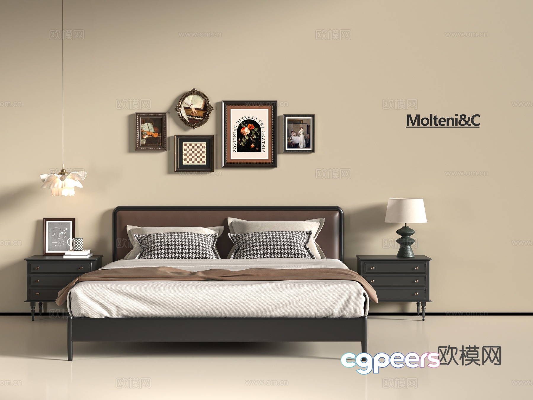 French double bed 3d model French double bed 3d model
