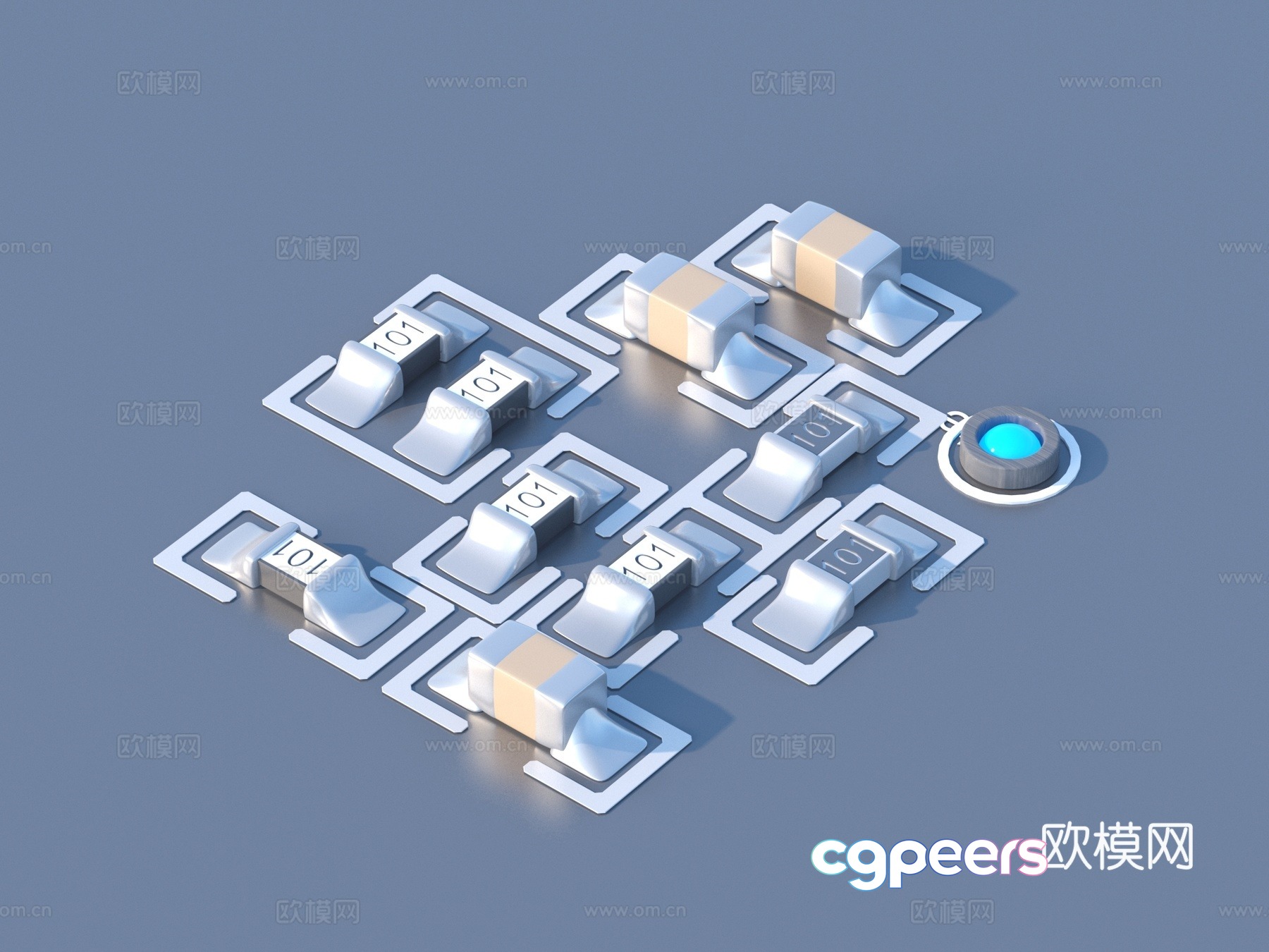Electronic components Circuit parts 3D model Electronic components Circuit parts 3D model
