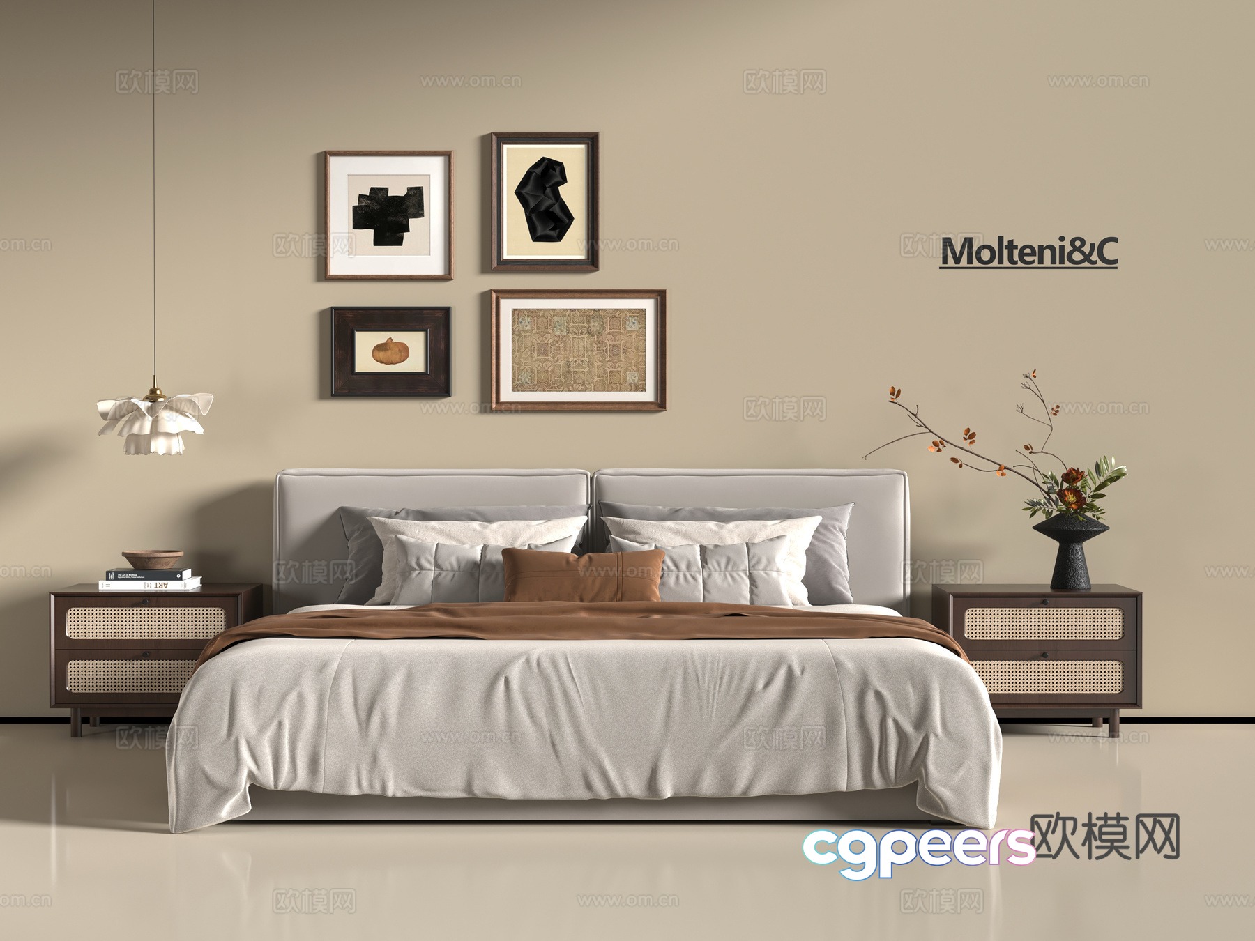 Middle-aged double bed 3D model Middle-aged double bed 3D model