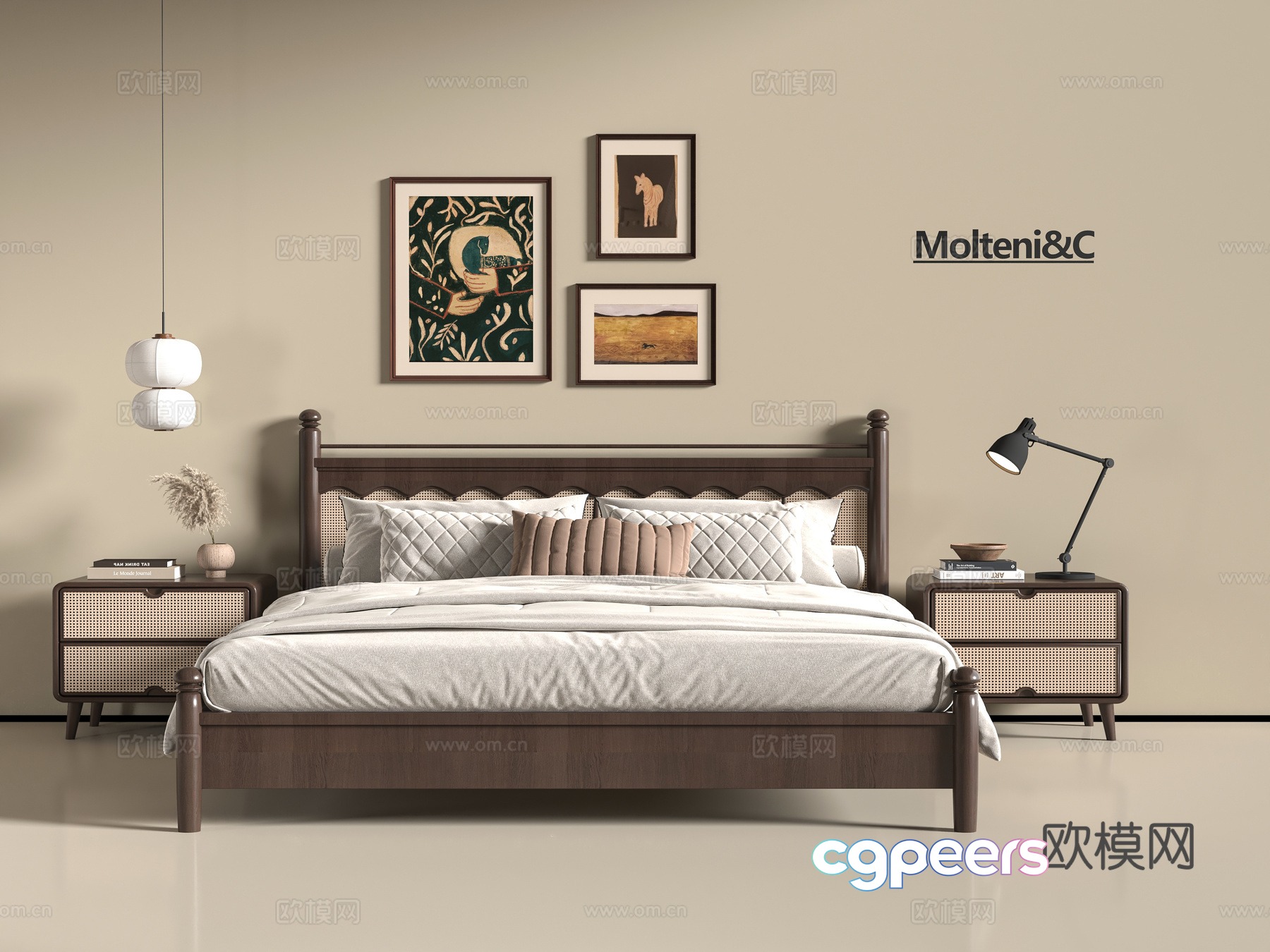 Middle-aged double bed 3D model Middle-aged double bed 3D model