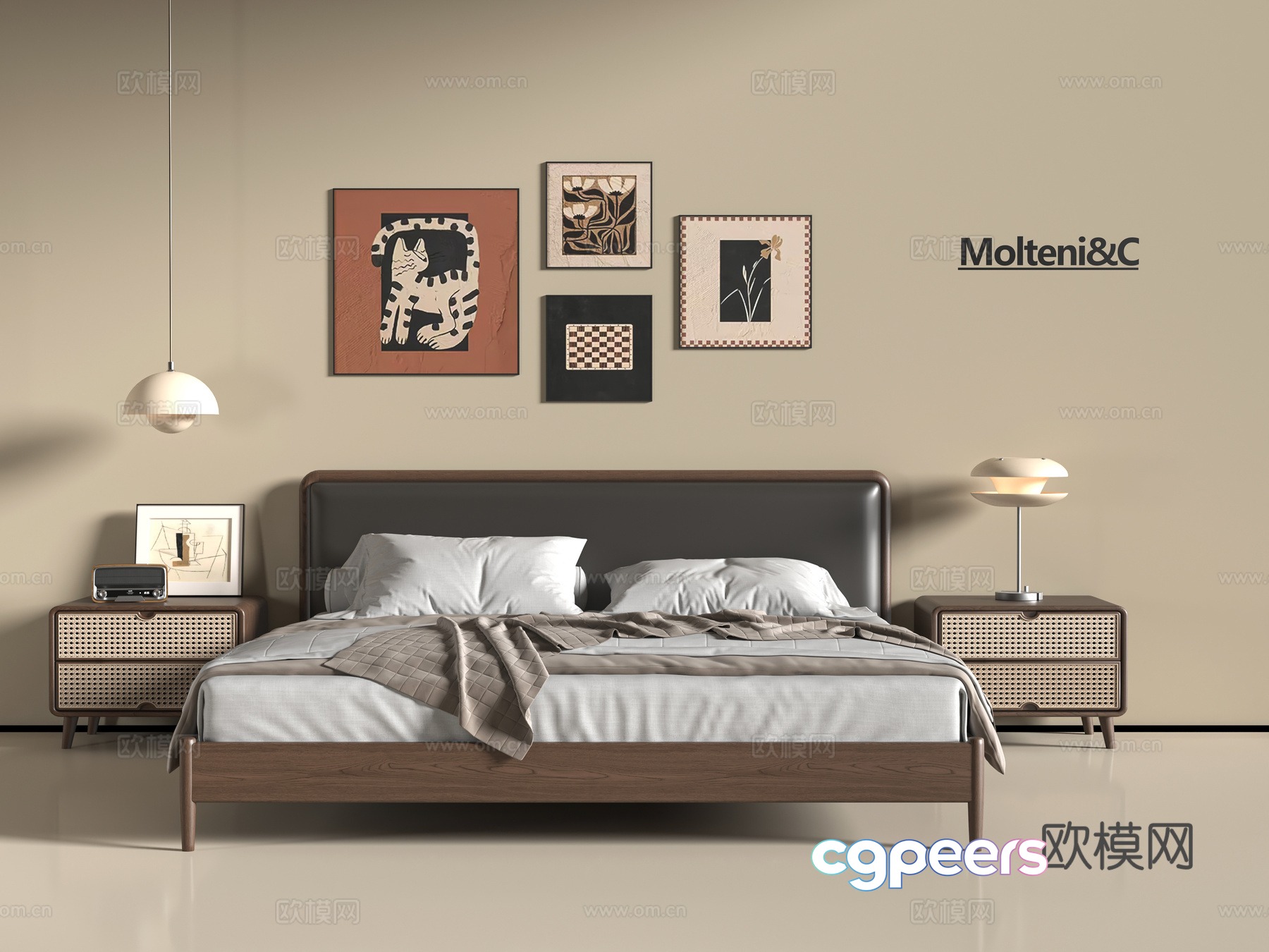 Middle-aged double bed 3D model Middle-aged double bed 3D model