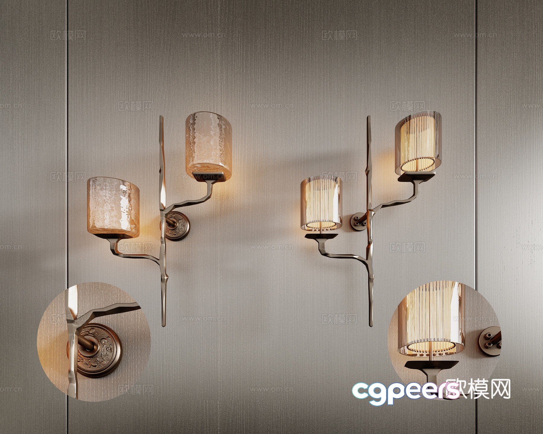 Modern glass wall lamp Crystal wall lamp Combination 3D model Modern glass wall lamp Crystal wall lamp Combination 3D model