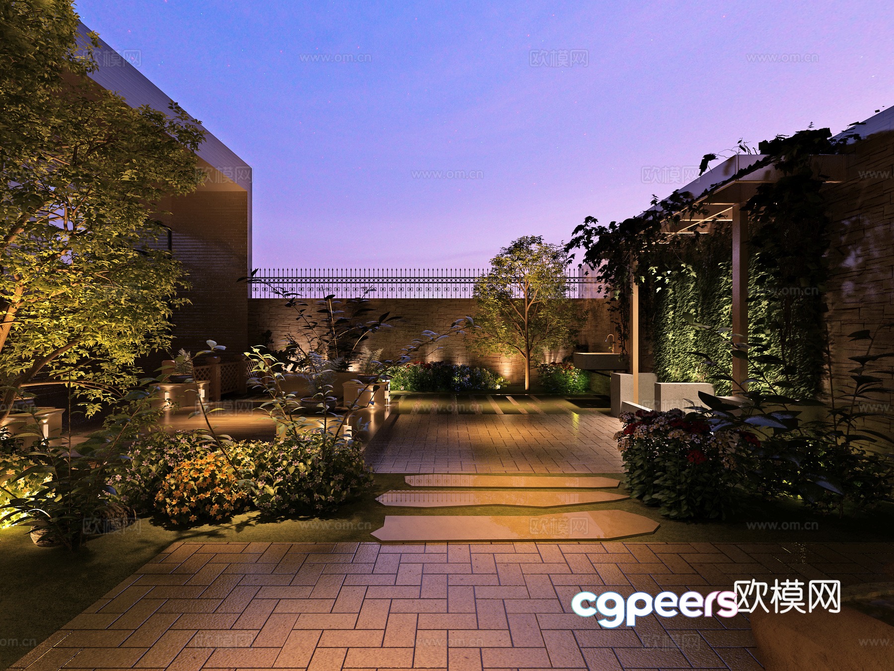 Modern courtyard design boutique layout 3D model Modern courtyard design boutique layout 3D model