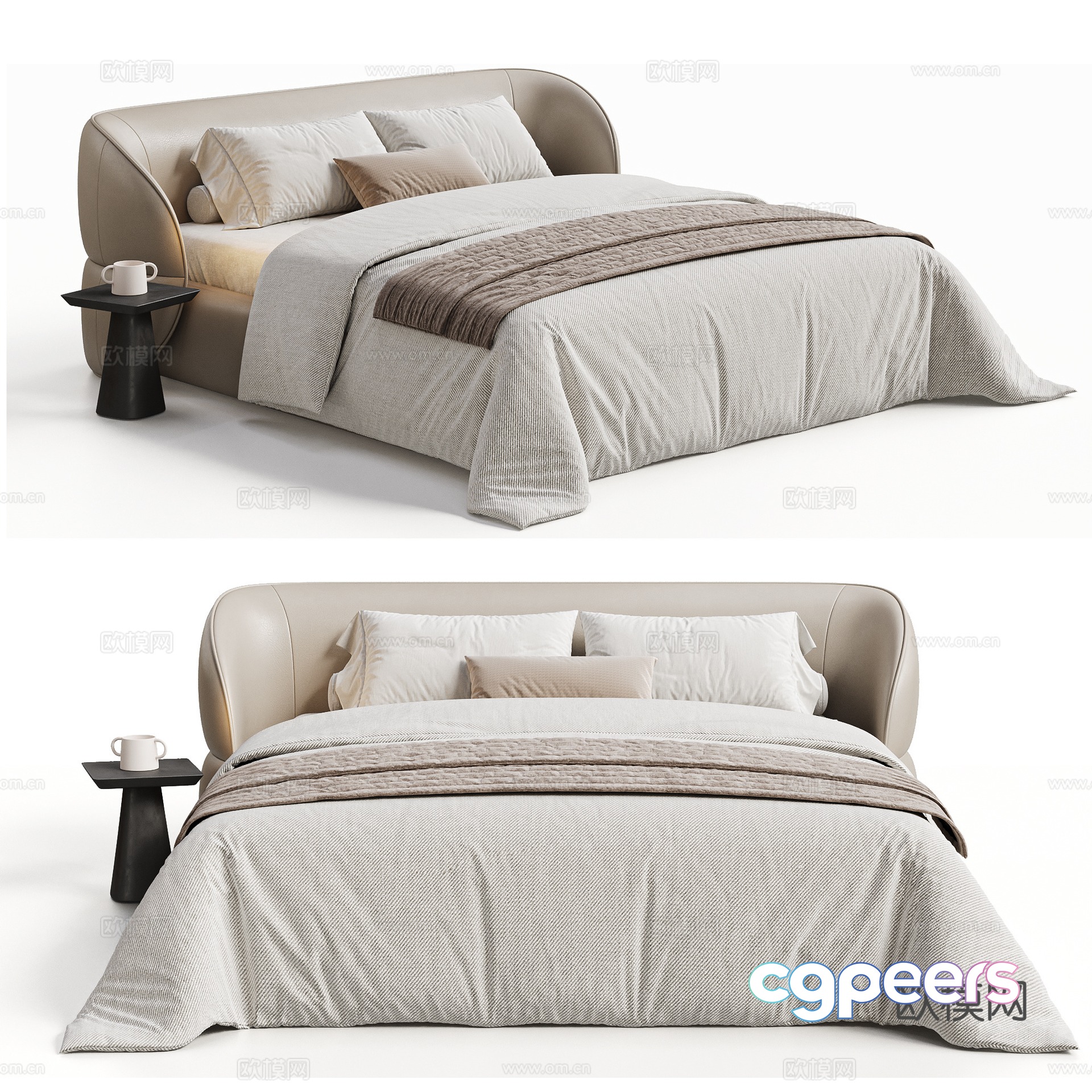 BAXER modern double bed cream style double bed Italian double bed French double bed 3d model